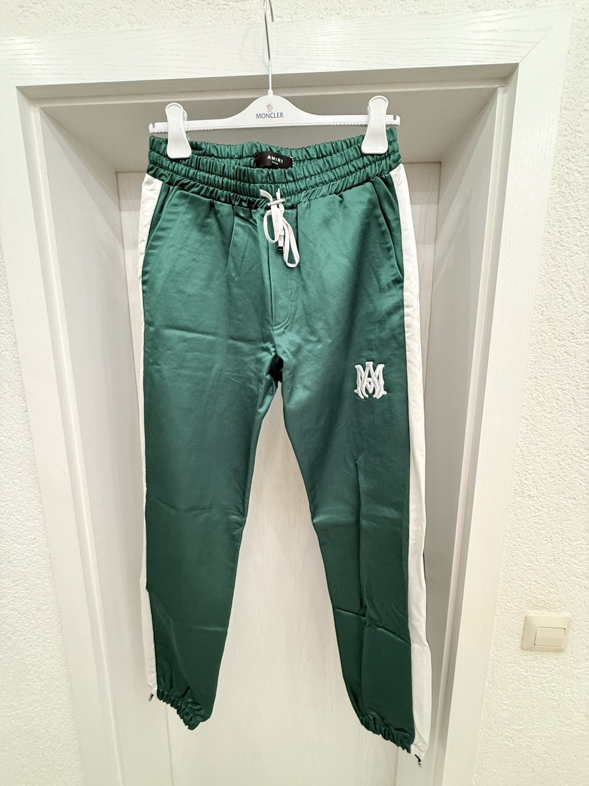 Amiri Amiri MA Logo Track Pants Satin Green M Size US 32 / EU 48 - 1 Thumbnail