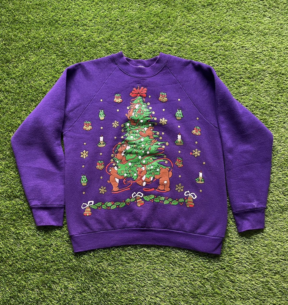 Vintage Vintage 80s Teddy Bear Christmas Tree Crewneck Made In USA Size M / US 6-8 / IT 42-44 - 1 Thumbnail