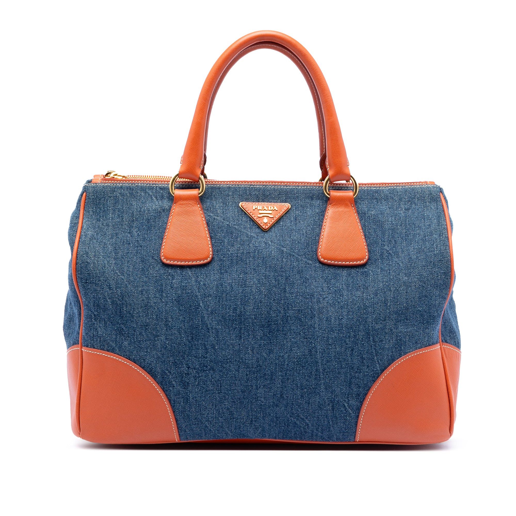 Prada Saffiano Trimmed Denim Handbag Size ONE SIZE - 1 Thumbnail