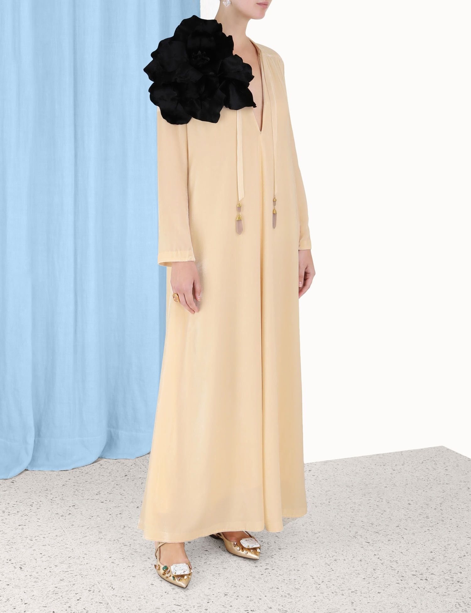 Zimmermann oc11z0425 Lyrical Velvet Tubular Dress in Light Beige Size L / US 10 / IT 46 - 5 Thumbnail