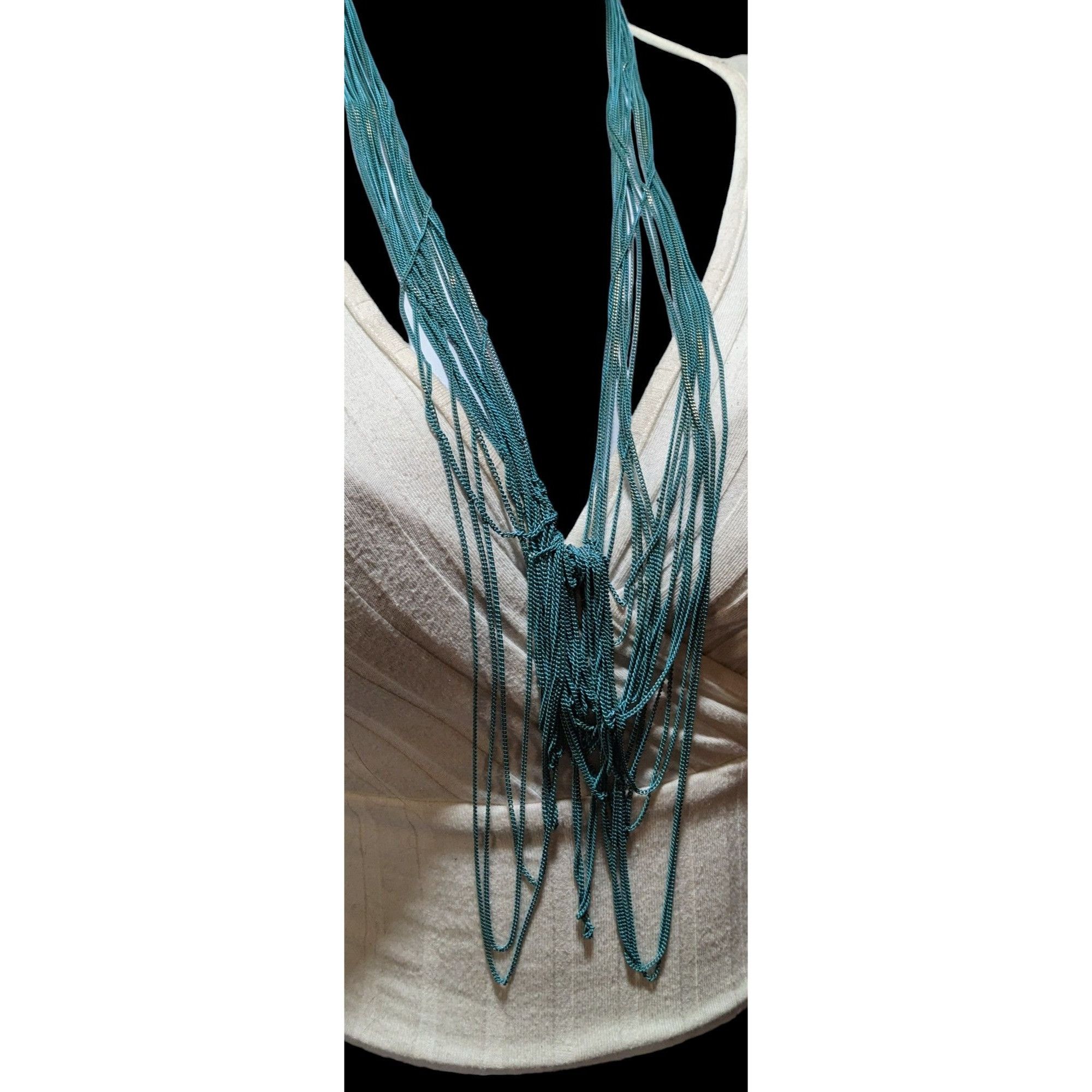 Other Abstract Blue Multilayer Chain Necklace Size ONE SIZE - 7 Thumbnail