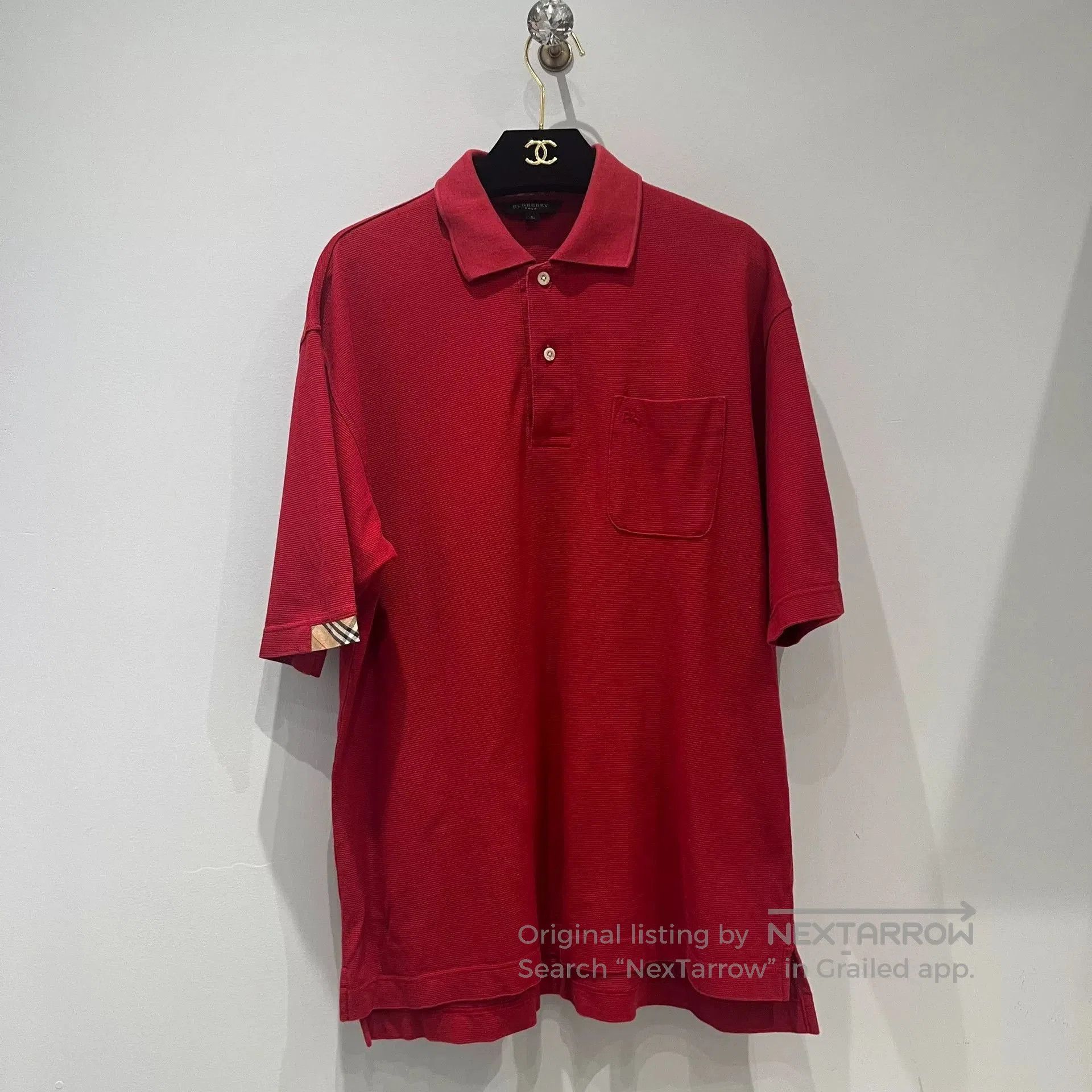 Burberry Burberry Red Golf Polo Shirt L. Size US L / EU 52-54 / 3 - 1 Thumbnail