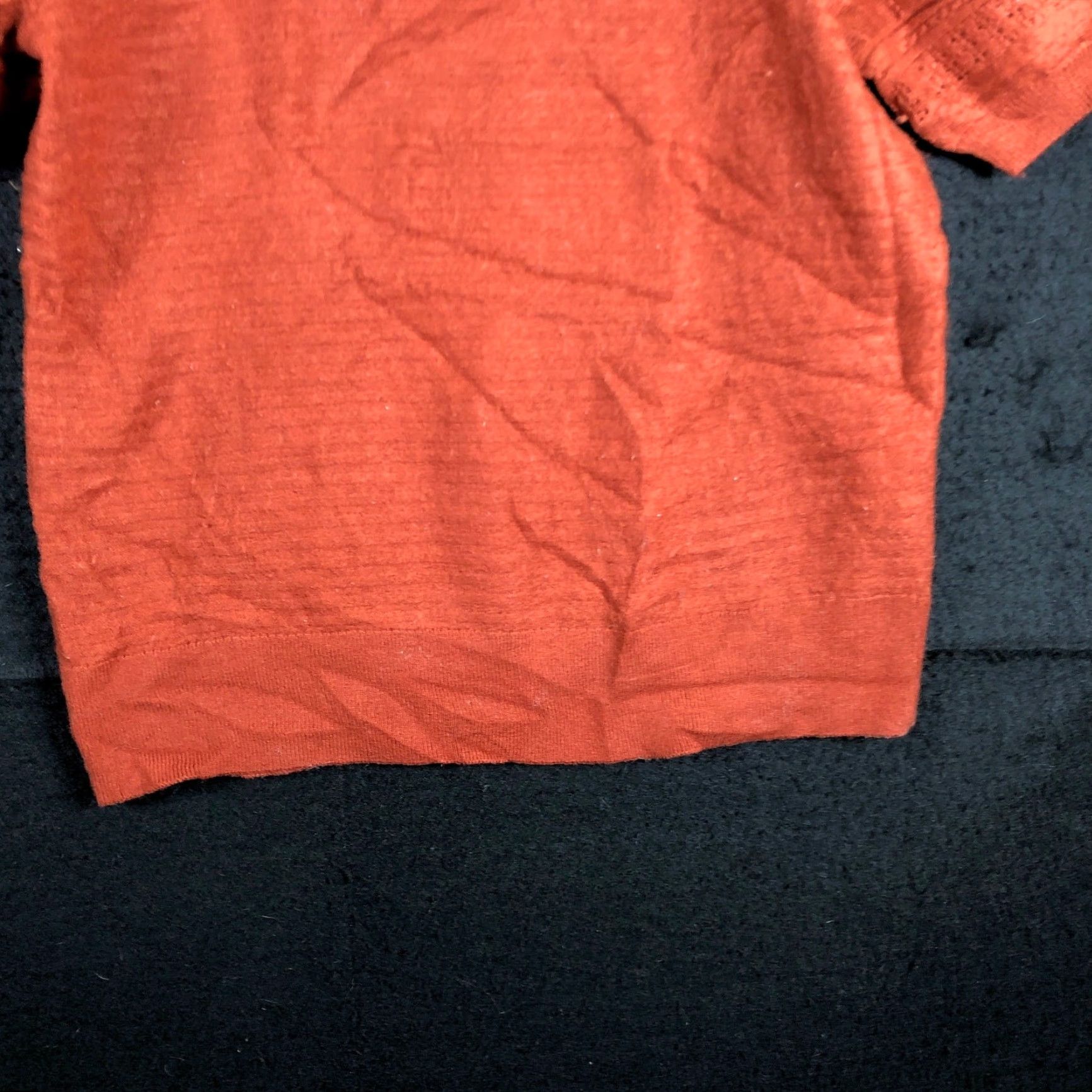 Ann Taylor LOFT Womens Sweater Burnt Orange Wool Blend Puff Sleeve Ruffle Medium Knit Crew Neck Casual Womens Size M / US 6-8 / IT 42-44 - 3 Thumbnail