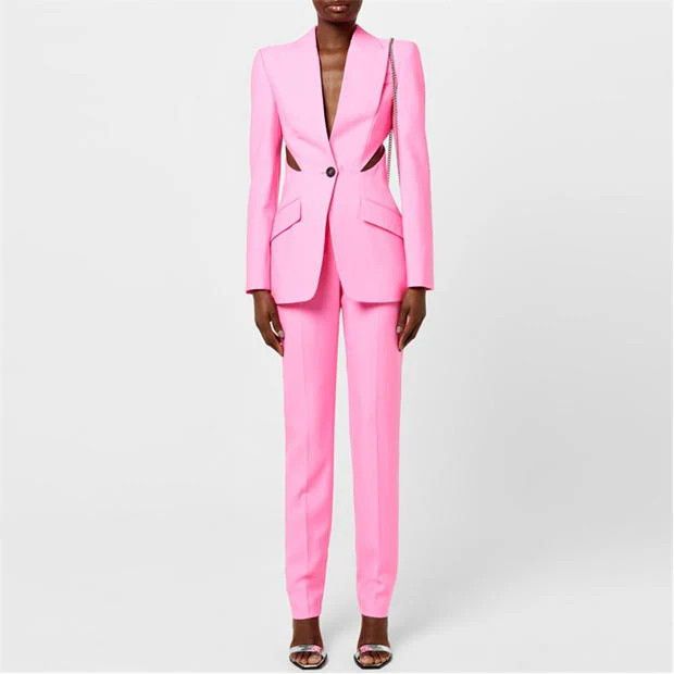Alexander McQueen o1g2r1mq0824 Slashed Single Breasted Blazers in Pink Size S / US 4 / IT 40 - 6 Thumbnail