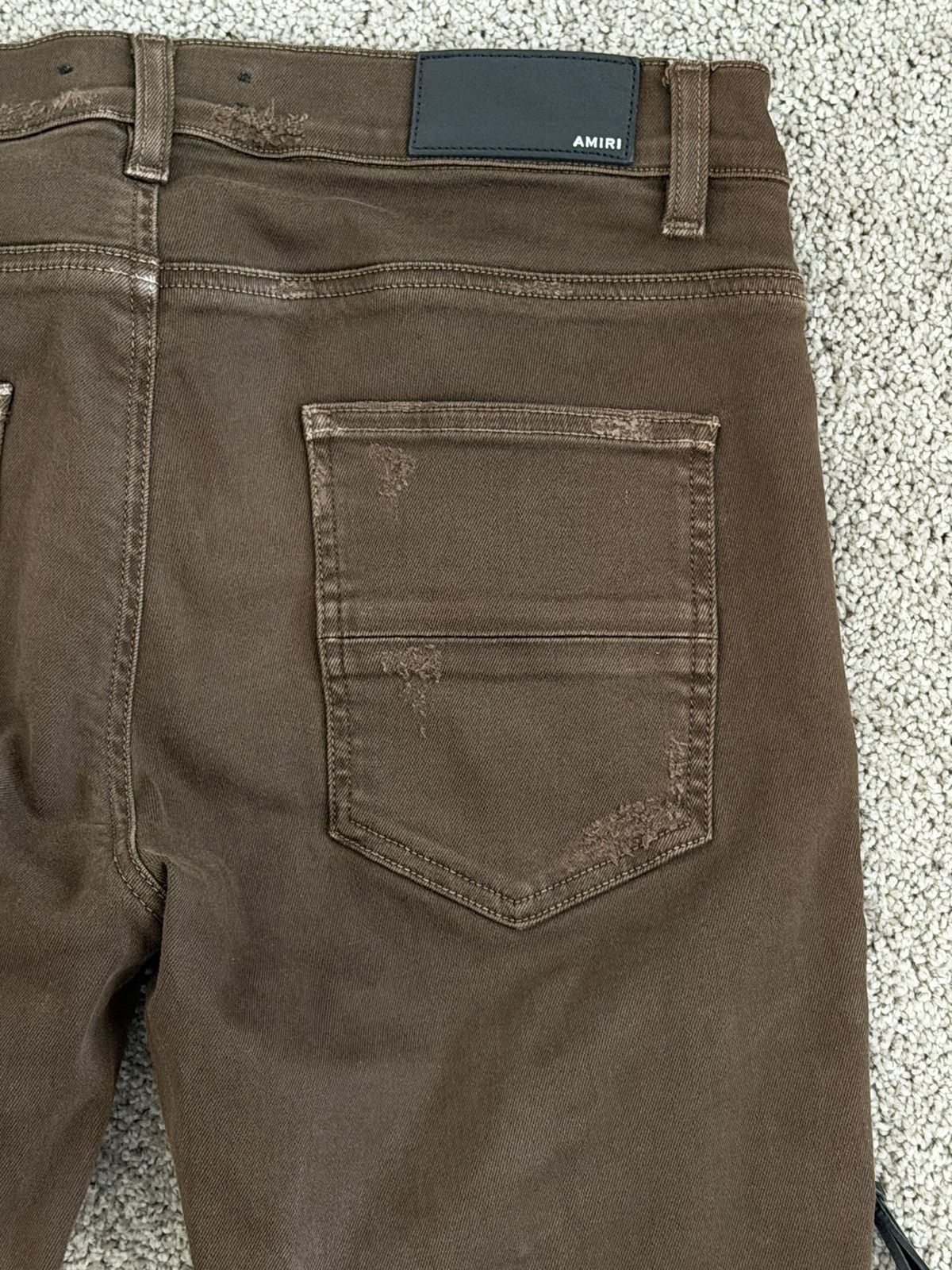 Amiri Amiri Brown Distressed Leather Biker Denim ⛓️®️🚨 Size US 31 - 5 Thumbnail