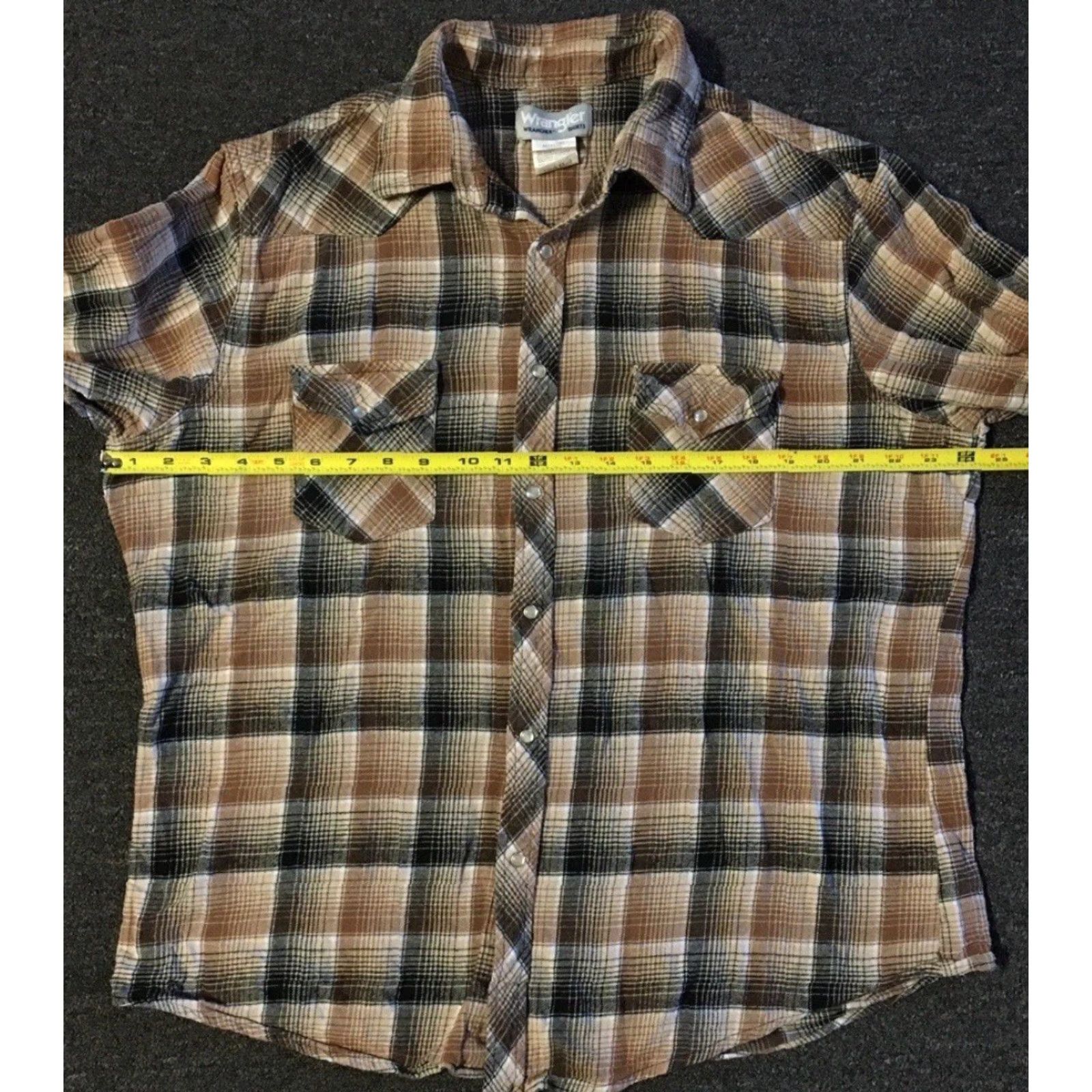 Wrangler VINTAGE Wrangler Pearl Snap Shirt XL Brown Plaid Flannel Women's Button-Up 90s Rodeo Cowboy Biker Grunge Western Size XL / US 12-14 / IT 48-50 - 4 Thumbnail