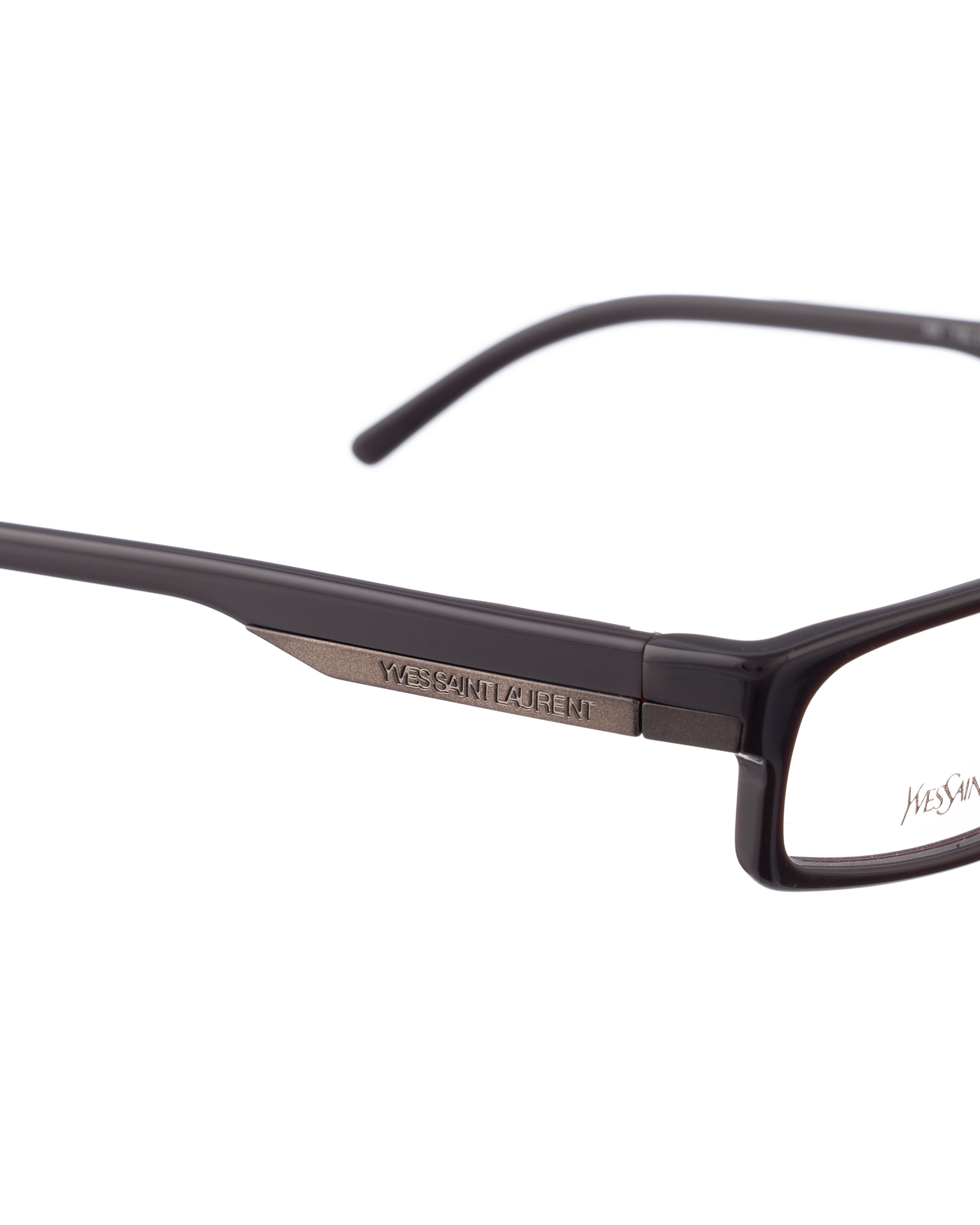 Saint Laurent Paris Yves Saint Laurent 00s Chocolate Brown Flat Plastic Glasses Size ONE SIZE - 1 Thumbnail