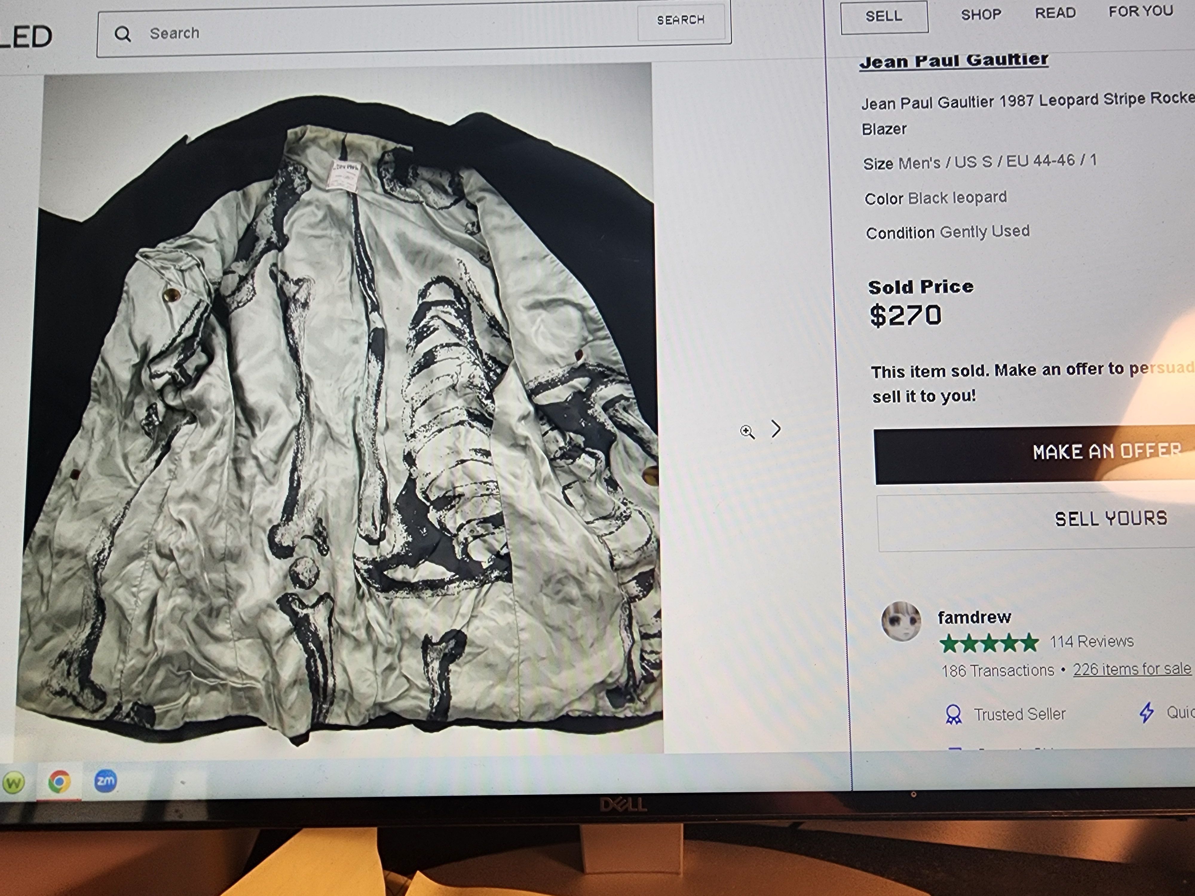 Jean Paul Gaultier ROCK N ROLL COLECTION 87 LEOPARD COAT RARE! Size US L / EU 52-54 / 3 - 6 Thumbnail