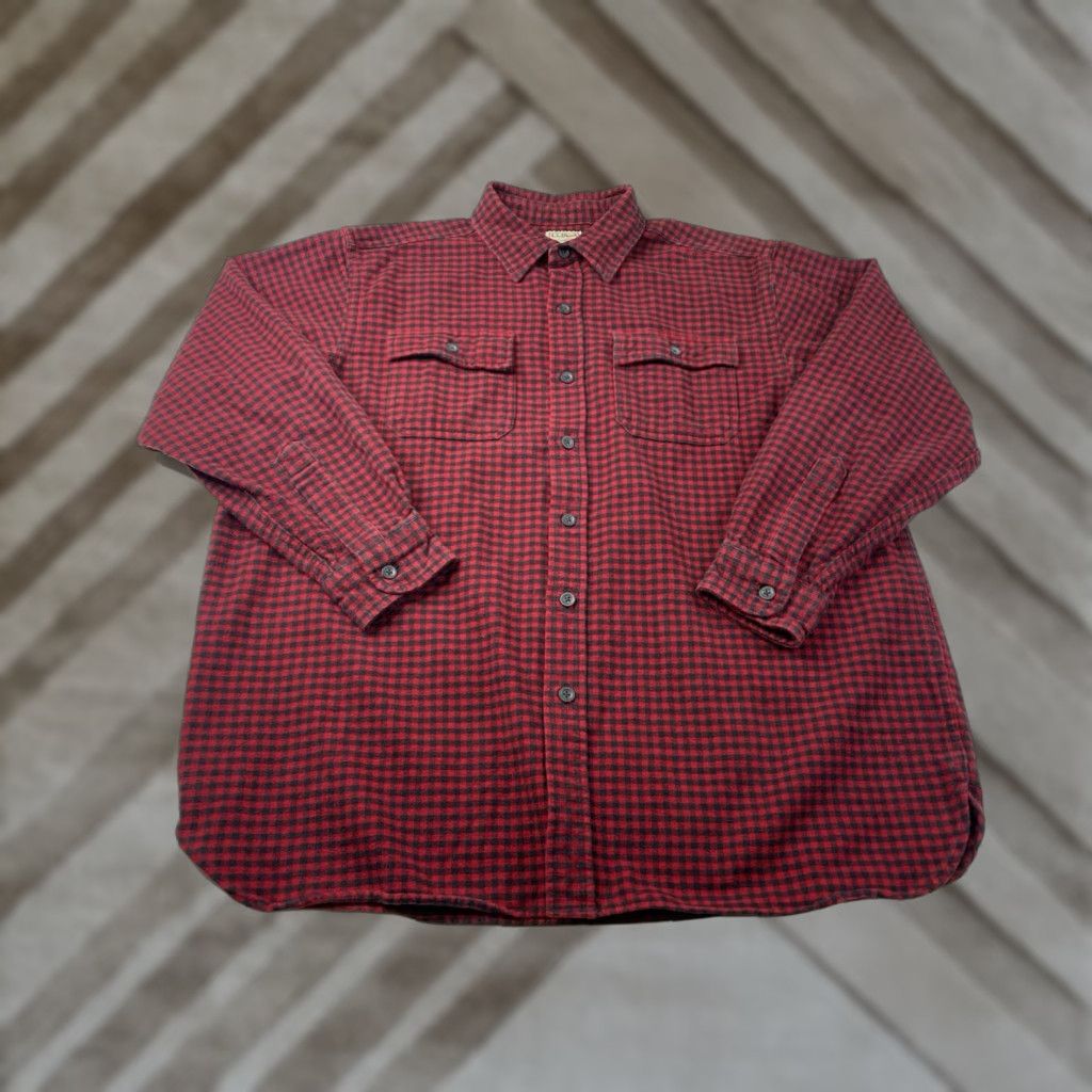 Vintage VINTAGE LL Bean Chamois Flannel Shirt XL Red Black Check Lumberjack Rugged Workwear Size US XL / EU 56 / 4 - 1 Thumbnail