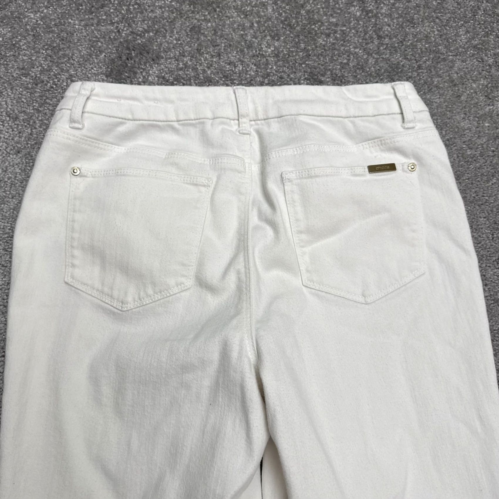 Vintage Chico's So Slimming Girlfriend Slim Leg Ankle Jeans Women 6 White 30x28 Denim Slimming 5-Pocket Style Jeans Womens Size 28" / US 6 / IT 42 - 5 Thumbnail