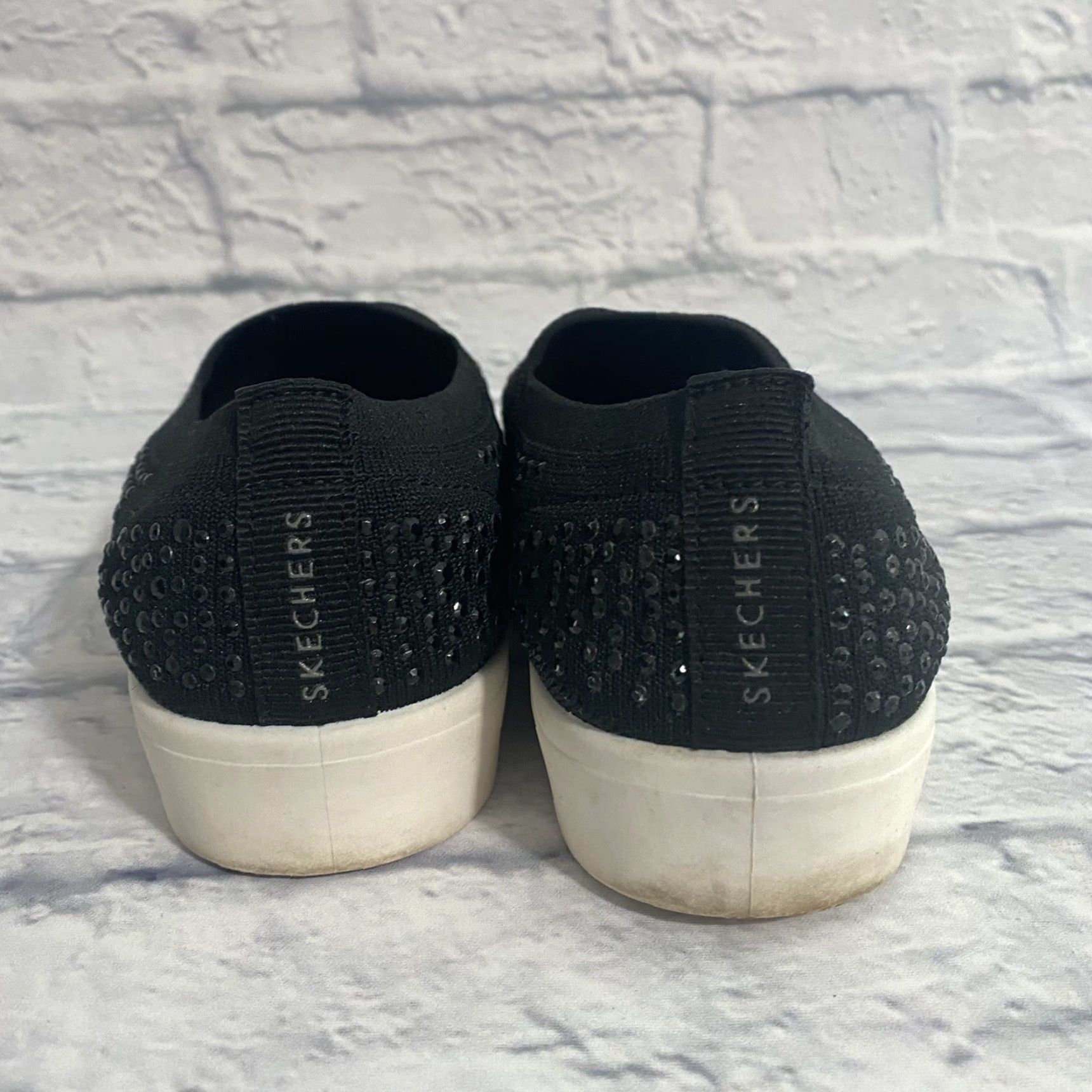 SKECHERS Skechers Poppy Studded Affair 73913 Slip On Knit Sneakers Women's Sz 7.5 Black Size US 5 / IT 35 - 3 Thumbnail