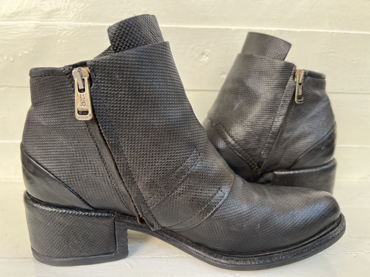 A.S.98 Airstep AS98 Black Leather Suede Boho Biker Ankle Boots Size US 8 / IT 38 - 9 Thumbnail