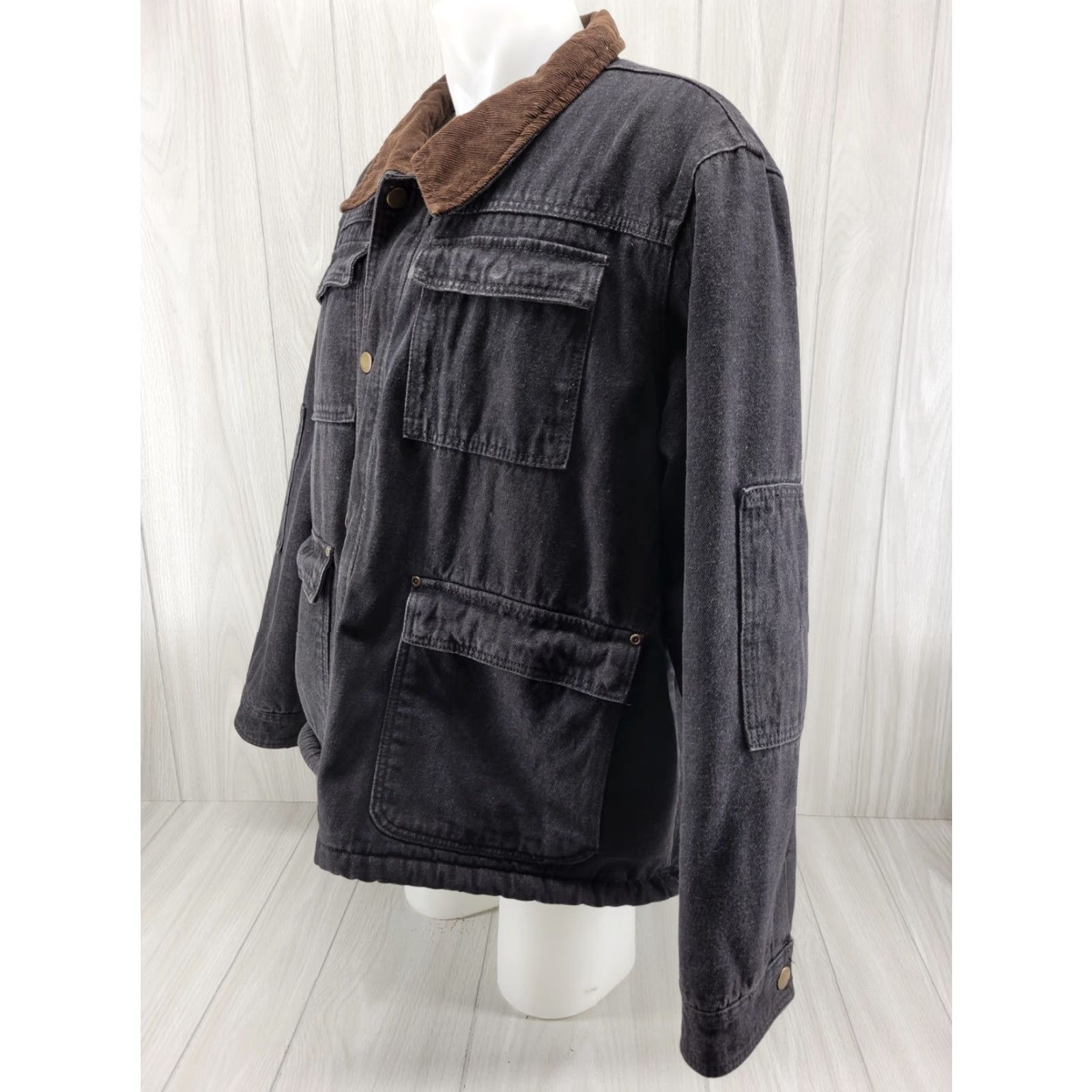 Wrangler Wrangler Jacket Mens 3XL Black Denim Sherpa Lined Corduroy Collar Barn Trucker Bomber Jacket Size US XXL / EU 58 / 5 - 2 Thumbnail