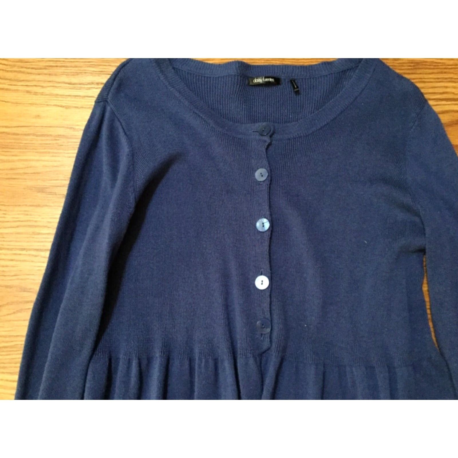 Vintage VINTAGE Daisy Fuentes Cardigan Sweater Women Large Blue Button-Front Hip Length Casual Fall Winter Size L / US 10 / IT 46 - 3 Thumbnail