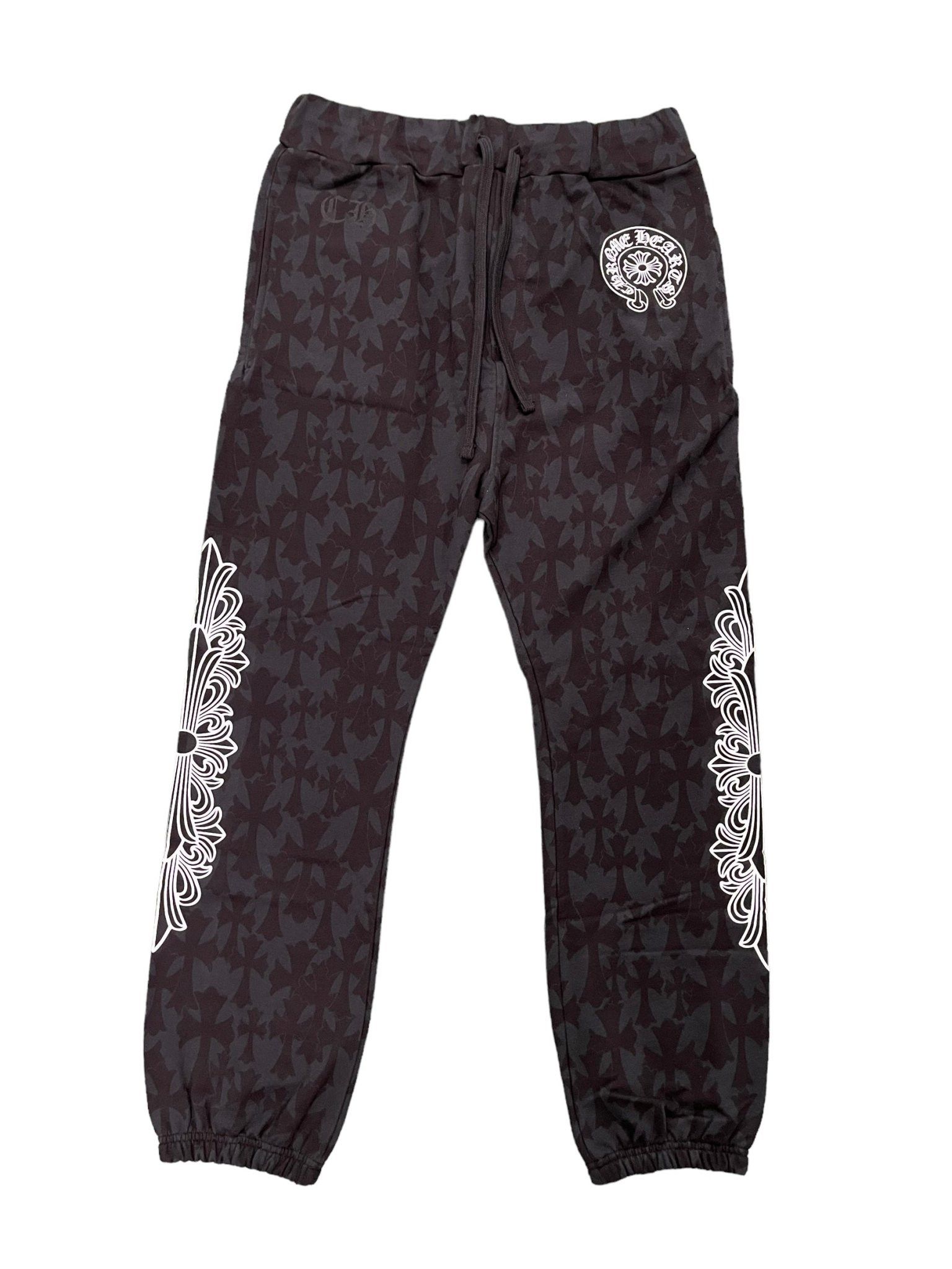 image of Chrome Hearts Cemetery Cross Sweatpants Black - Large, Men's (Size 34)