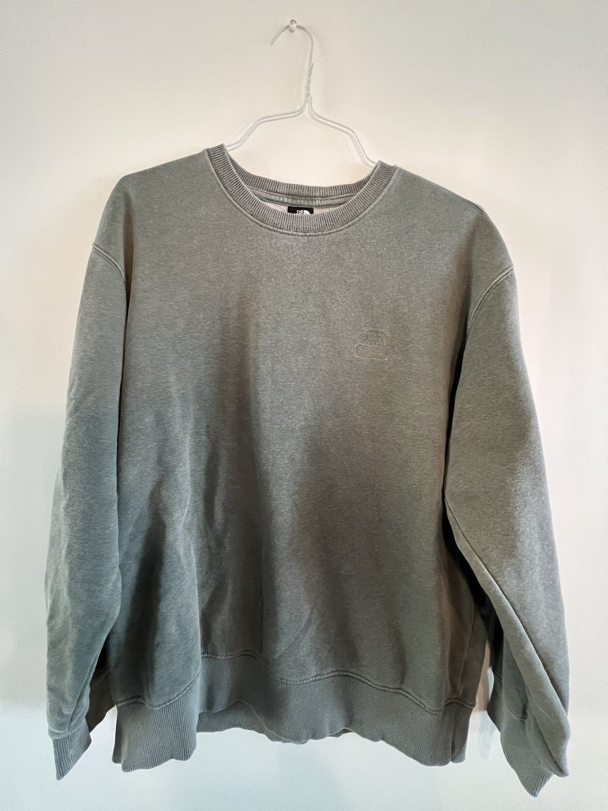 image of Supreme The North Face Pigment Printed Crewneck in Olive, Men's (Size Large)