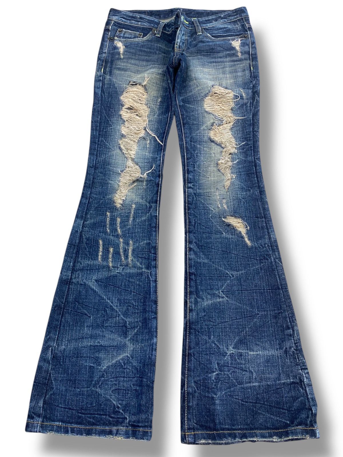 Japanese Brand Japanese Brand Distressed Ripped Style Flare Jeans Size US 29 - 1 Thumbnail