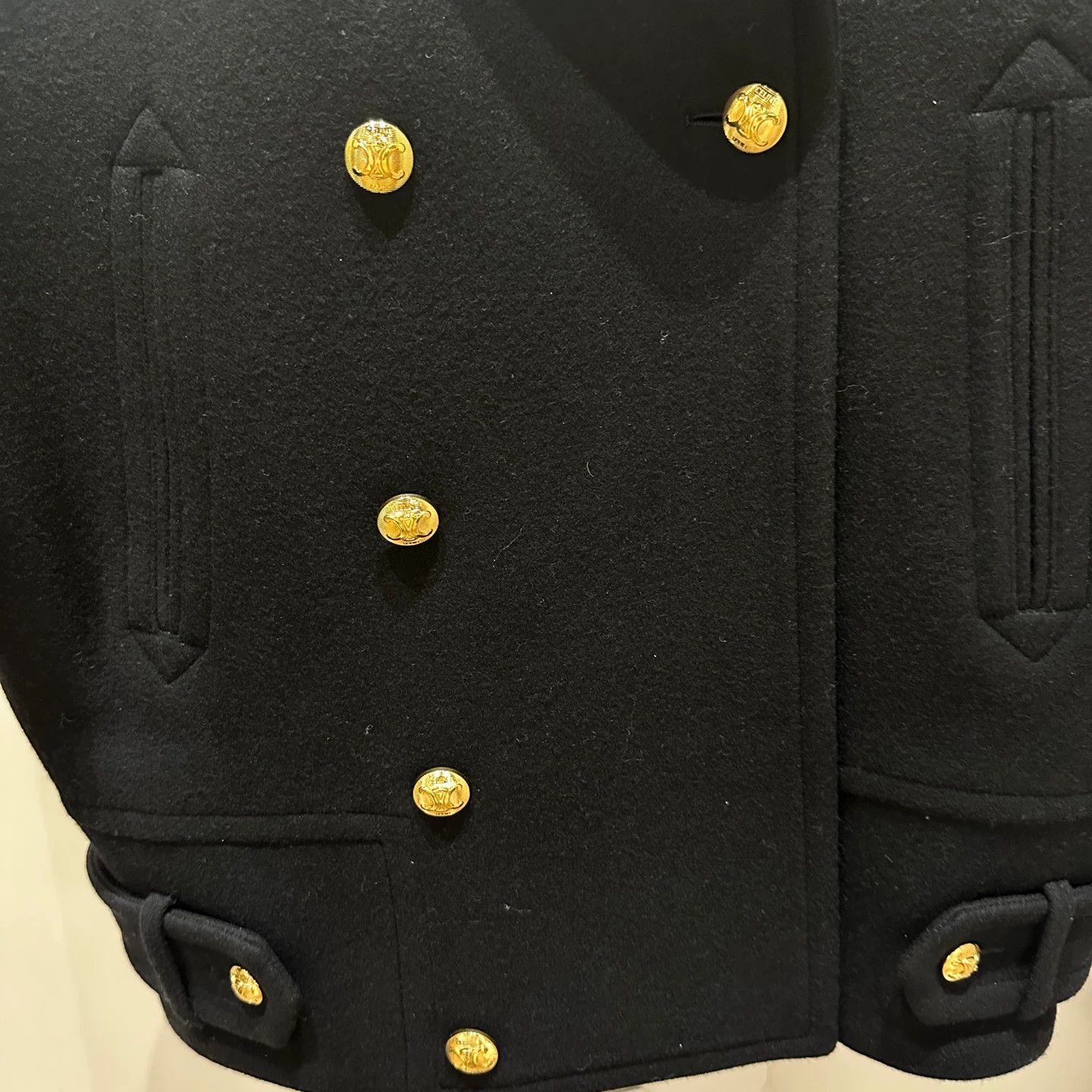 Celine Celine apr178 Black Wool Double - Breasted Coat 36 Size XS / US 0-2 / IT 36-38 - 3 Thumbnail