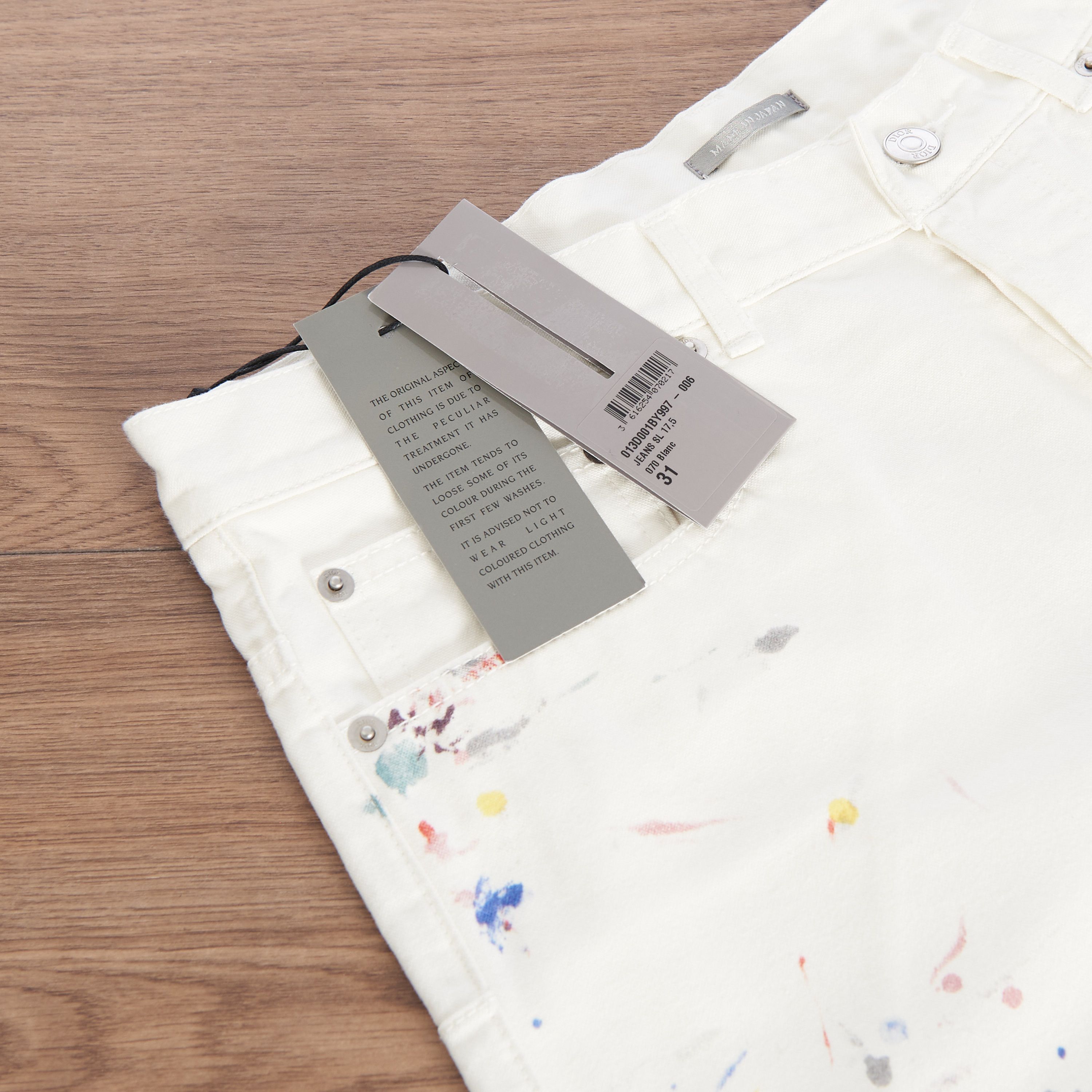 Dior Slimfit Jeans In White Cotton Denim with Paint Print Size US 32 / EU 48 - 14 Thumbnail
