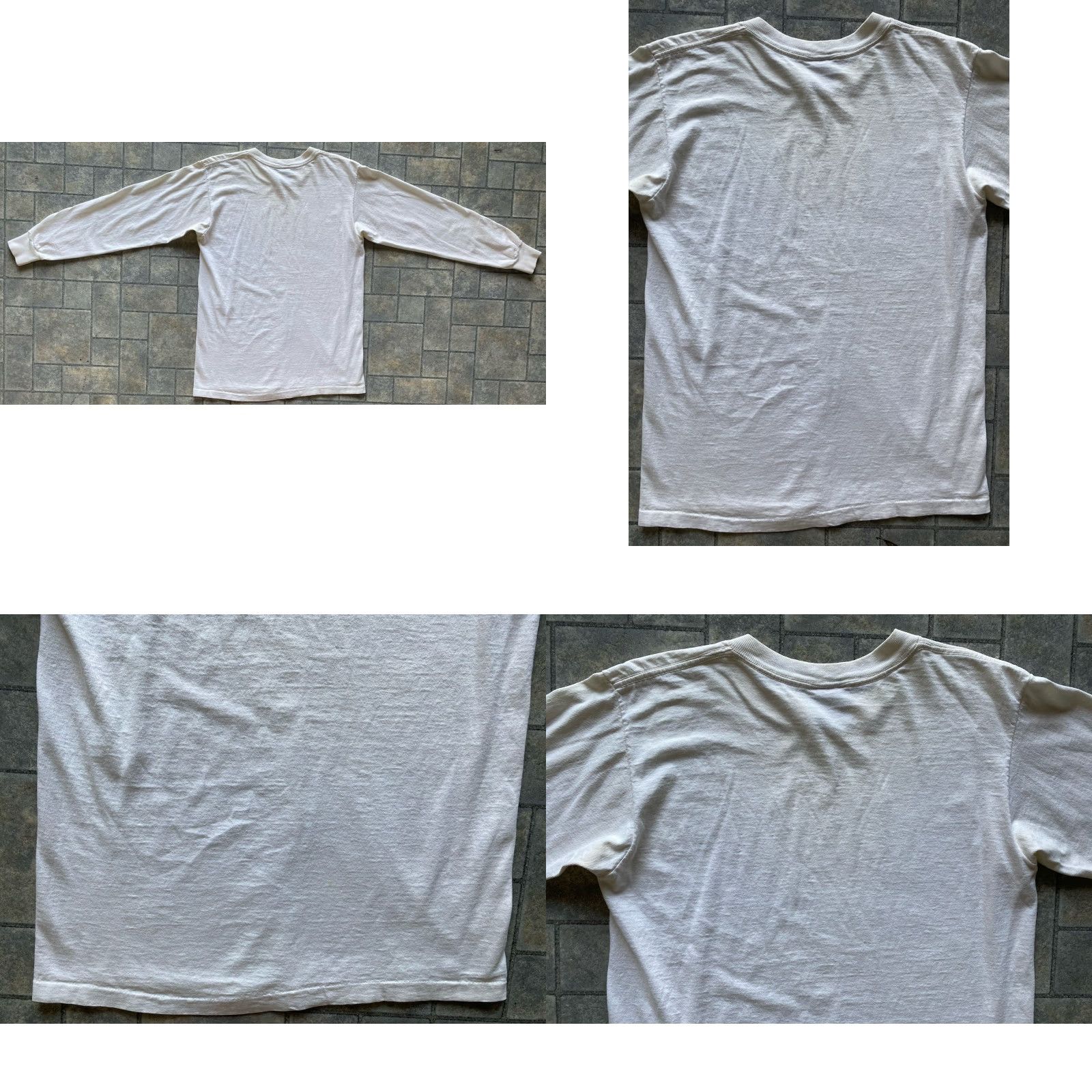 Vintage VINTAGE Oneita Long Sleeve Shirt USA Men’s Medium White Flaws Wear 90s shirt Mens Size US M / EU 48-50 / 2 - 10 Thumbnail