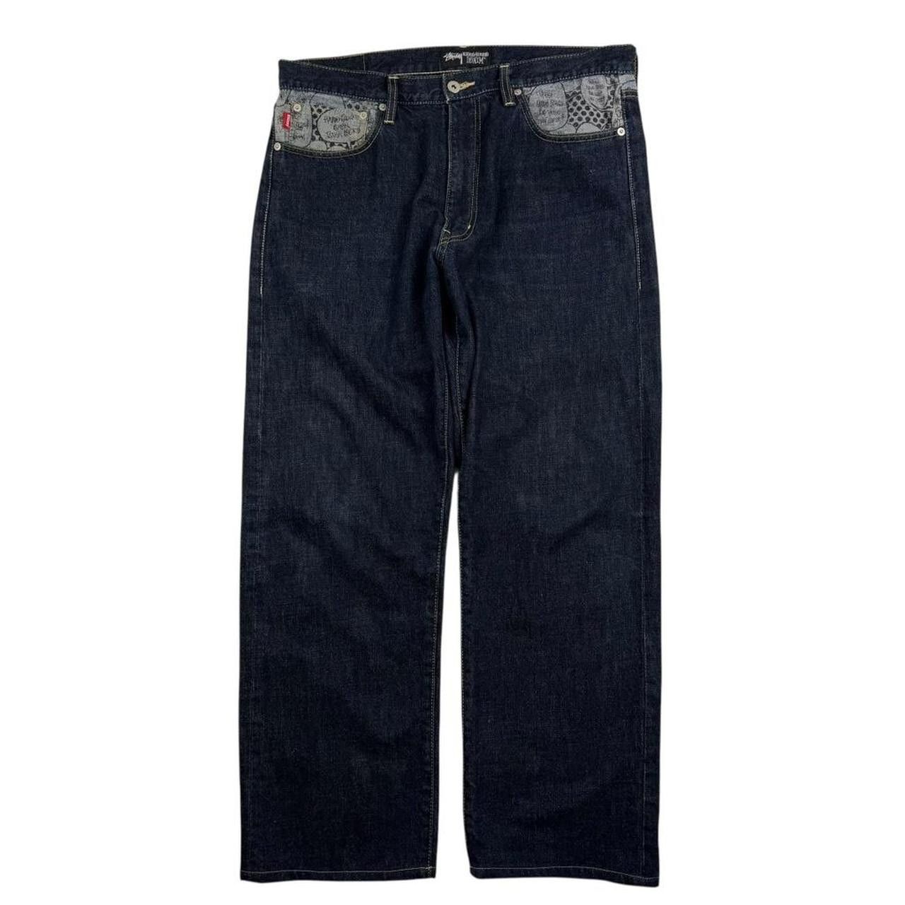 Stussy Vintage 2000s Stussy Rough Rugged Denim Comic Jeans Waist 35 Size US 35 - 2 Thumbnail