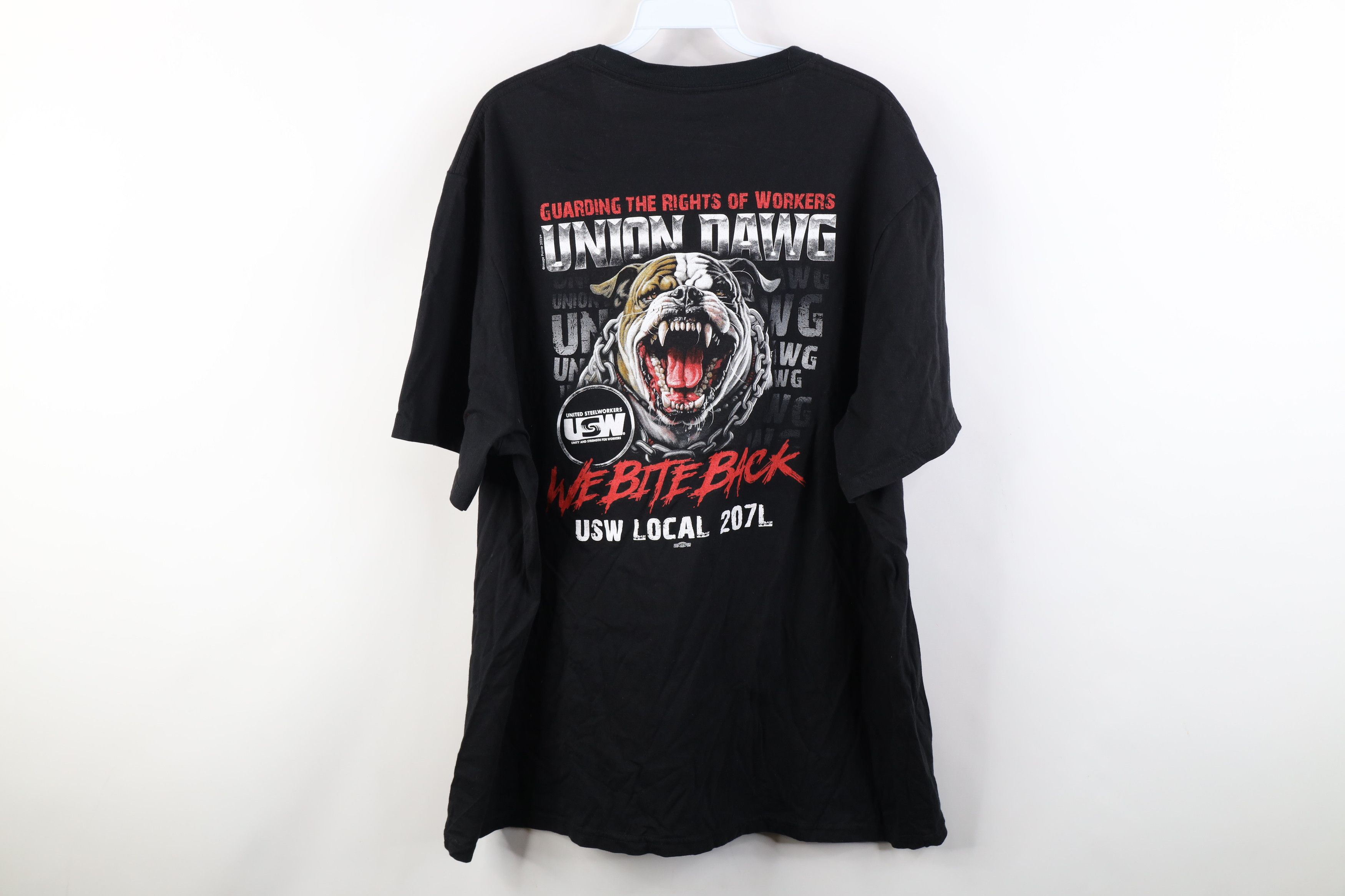 Vintage Y2K Local 207L United Steelworkers Union Dawg T-Shirt Black Size US XXL / EU 58 / 5 - 11 Thumbnail