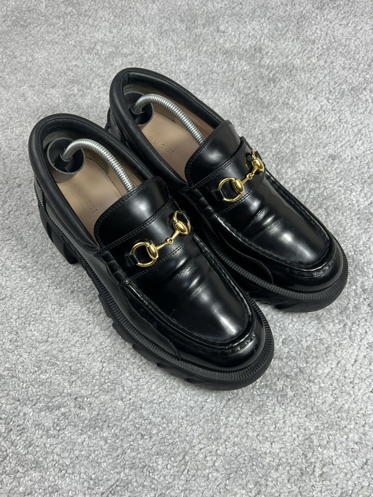 Gucci Gucci Horsebit Platform Lug Sole Black Leather Loafers Size US 10 / IT 40 - 1 Thumbnail