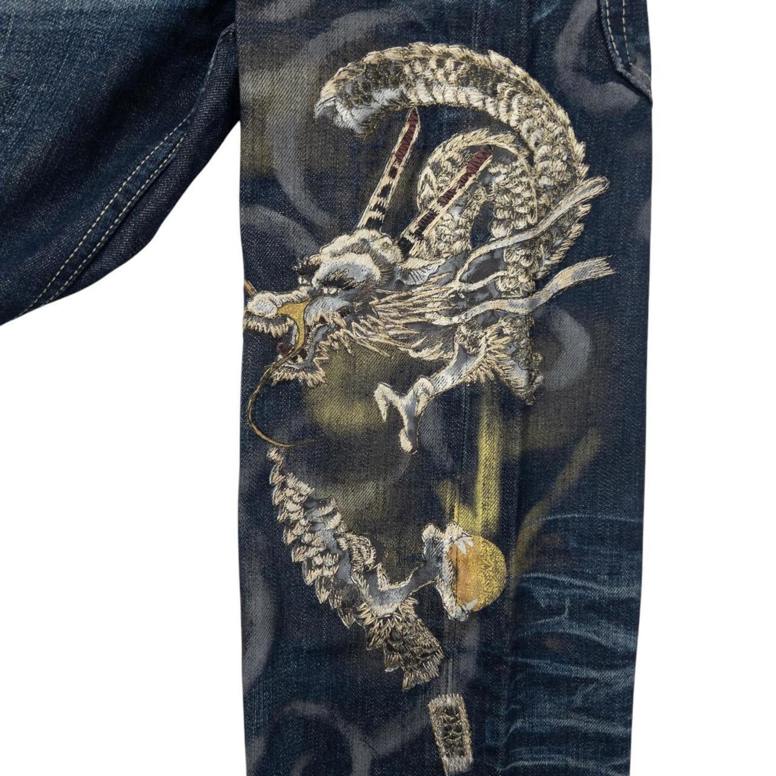 Dries Van Noten Vintage Oniarai Embroidered Dragon Monster Jeans Size W31 Size US 31 - 7 Thumbnail