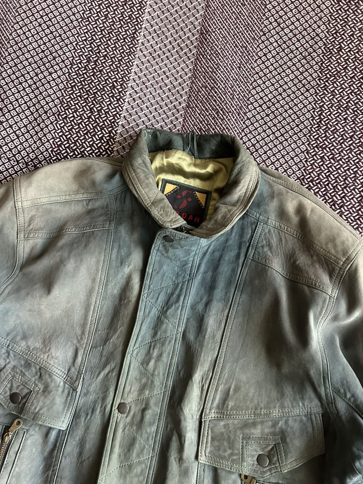 Genuine Leather Vintage Leather Bomber Jacket Heavy Faded Thrashed Size L Size US L / EU 52-54 / 3 - 4 Thumbnail