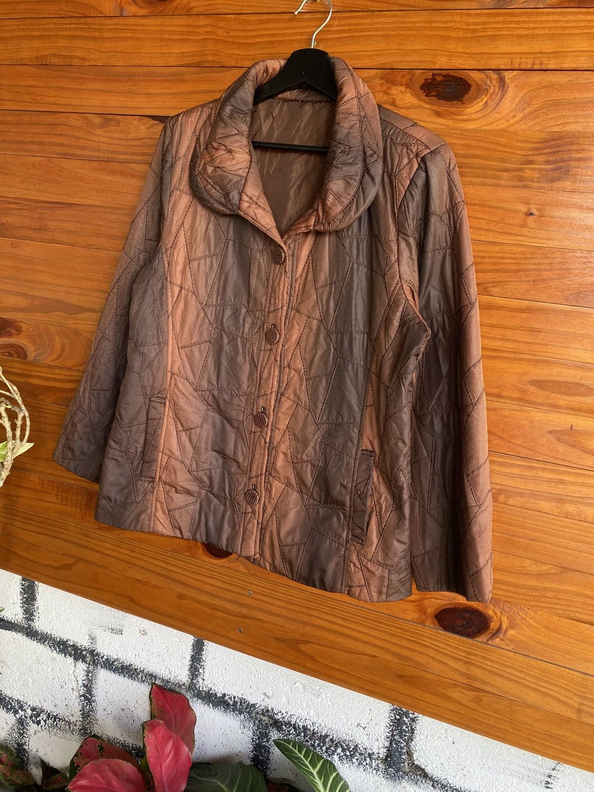 Japanese Brand J. Satterwhite Quilted Jacket Brown Lightweight Size M / US 6-8 / IT 42-44 - 4 Thumbnail