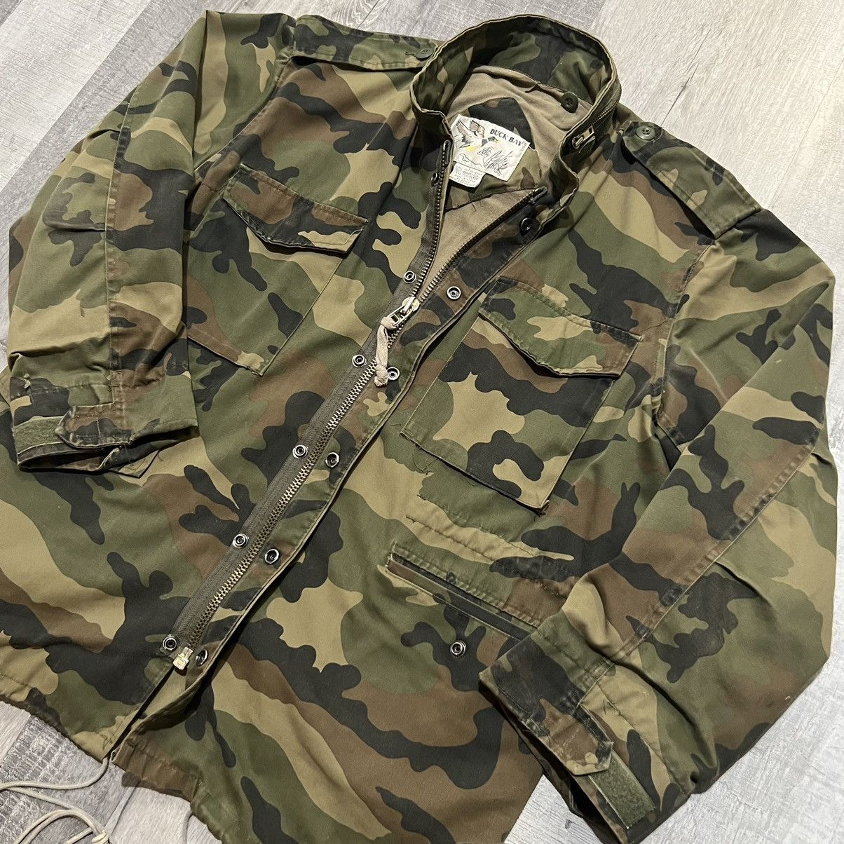 Vintage VTG 80s Duck Bay Camo Hunting Military Field Jacket Size US L / EU 52-54 / 3 - 2 Thumbnail