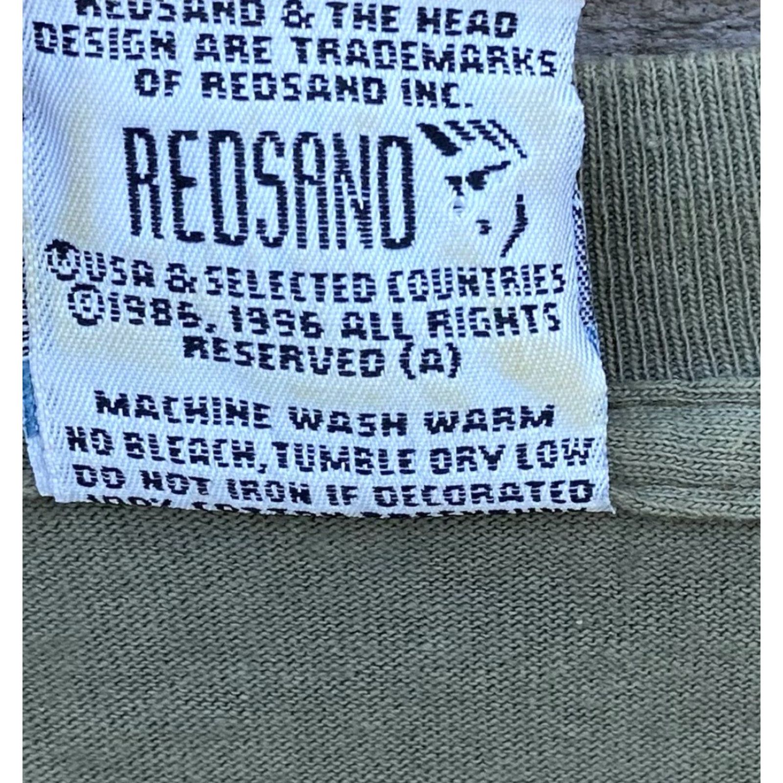 Vintage VINTAGE Redsand Made In USA T Shirt California Surf Skate Size XL Green 90s 1990s Graphic Print Front Back Mens Shortsleeve Size US XL / EU 56 / 4 - 3 Thumbnail