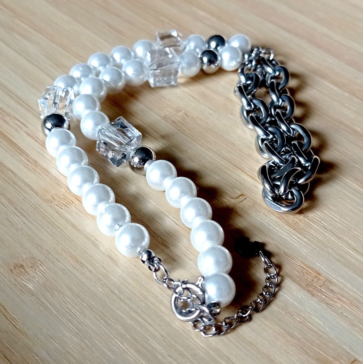 Vintage Vintage Avant Garde Luxury Ice Square Crystal Pearl Necklace Size ONE SIZE - 3 Thumbnail
