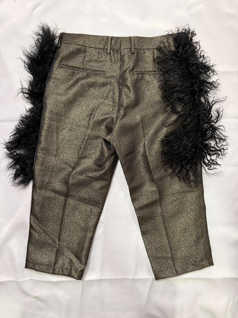 Other Metallic Pants with Black Mongolian Fur Size US 33 - 11 Thumbnail