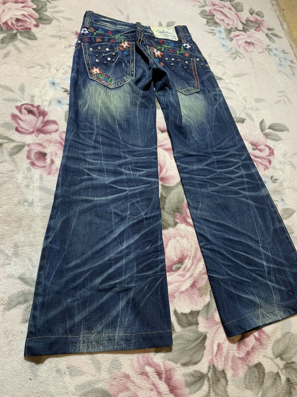If Six Was Nine Insane 🔥 Yoshitomo nara x lolita jeans floral baggy jeans Size 29" - 13 Thumbnail
