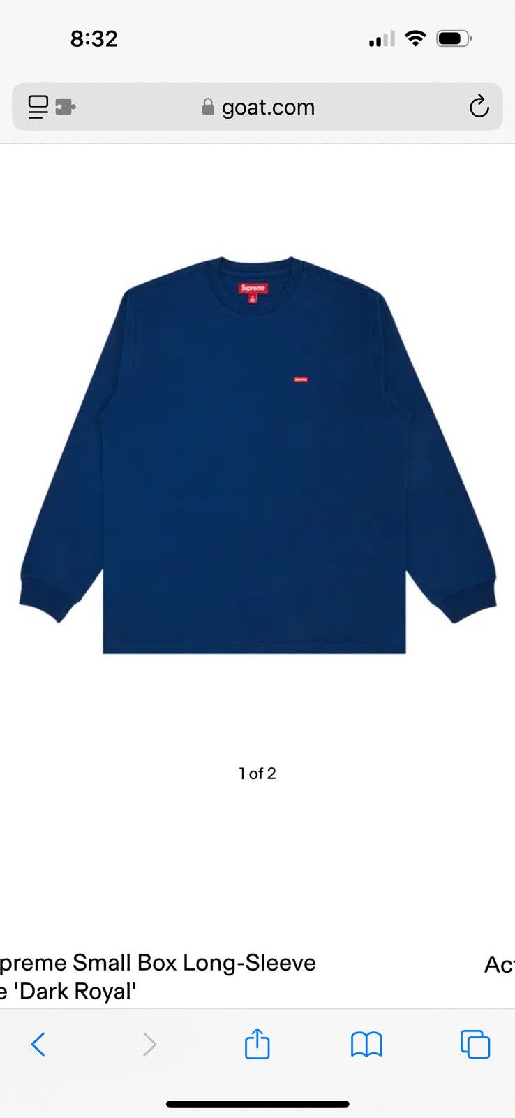 Supreme 2025 Supreme Small Box Long-Sleeve Tee 'Dark Royal' Size US S / EU 44-46 / 1 - 1 Thumbnail