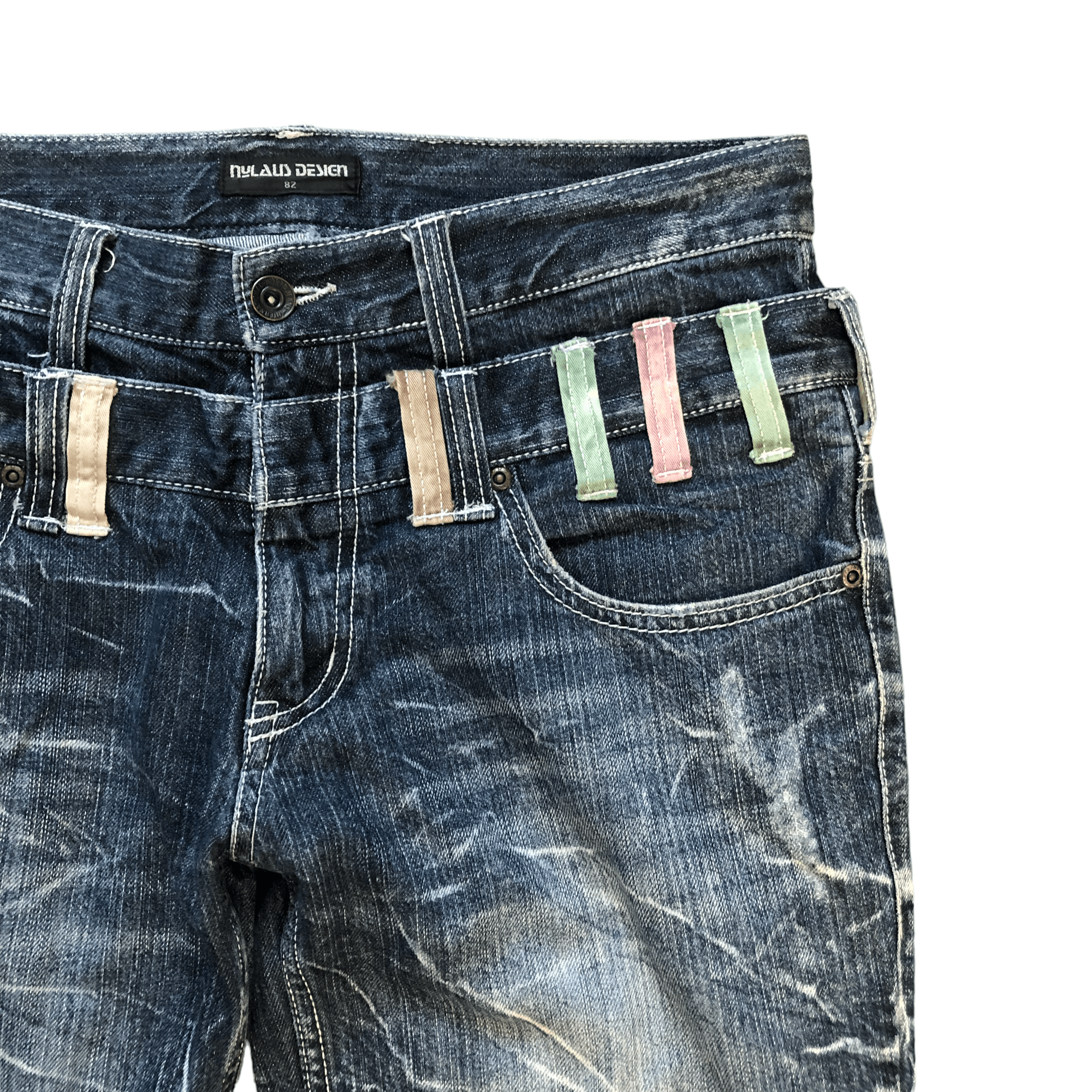 Japanese Brand NYLOUS DESIGN LIMITED EDITION DOUBLE WAIST DENIM #5982-216 Size US 31 - 5 Thumbnail