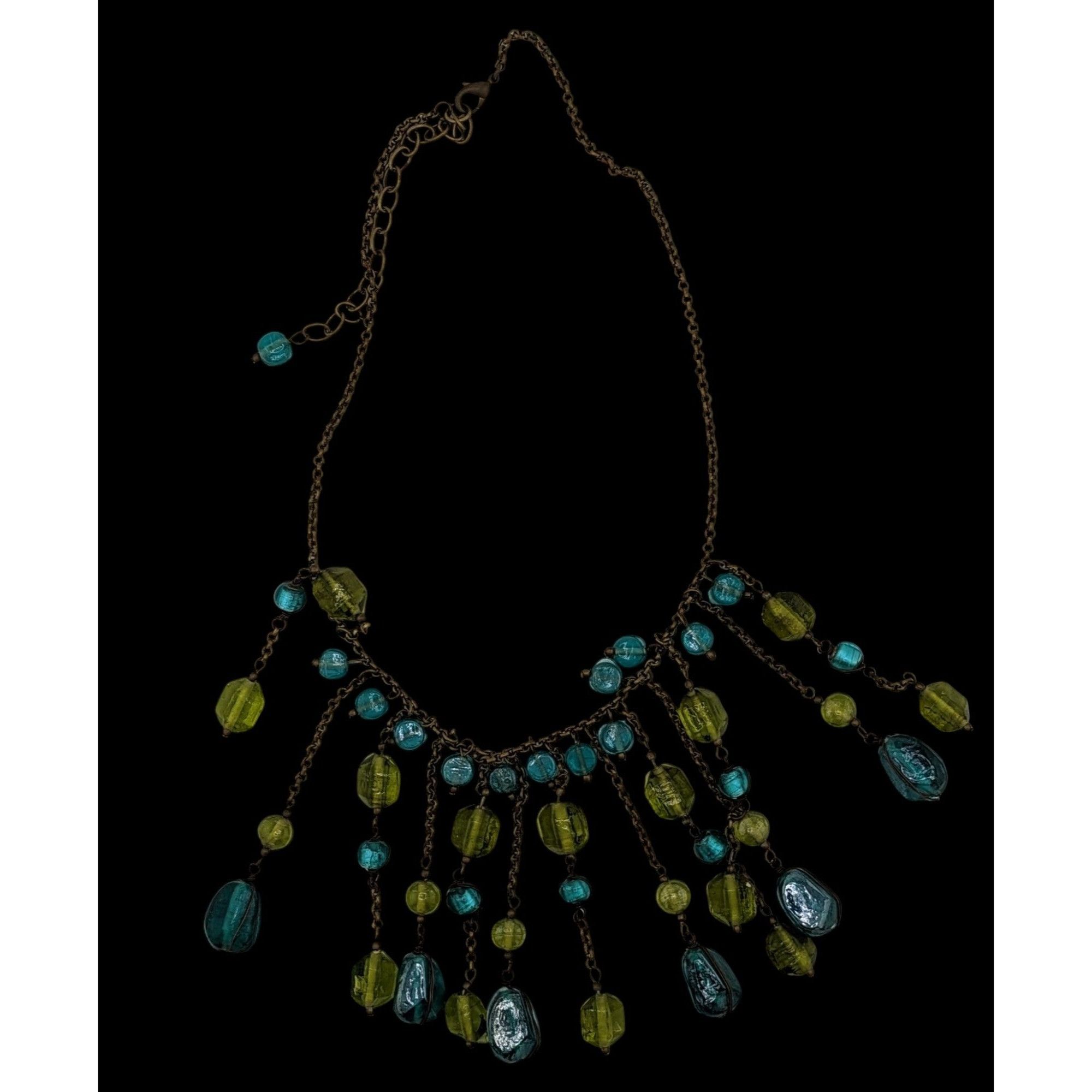 Other Vintage Bohemian Venetian Art Glass Blue And Green Fringe Ne Size ONE SIZE - 3 Thumbnail