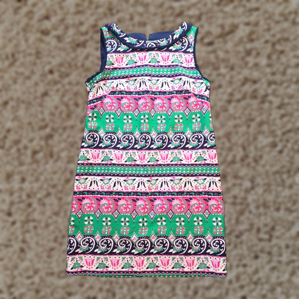 Talbots Talbots Dress Womens 10 Petite Pink Green Floral Stripe Fitted Sheath Classic Vintage No N/A Size L / US 10 / IT 46 - 1 Thumbnail