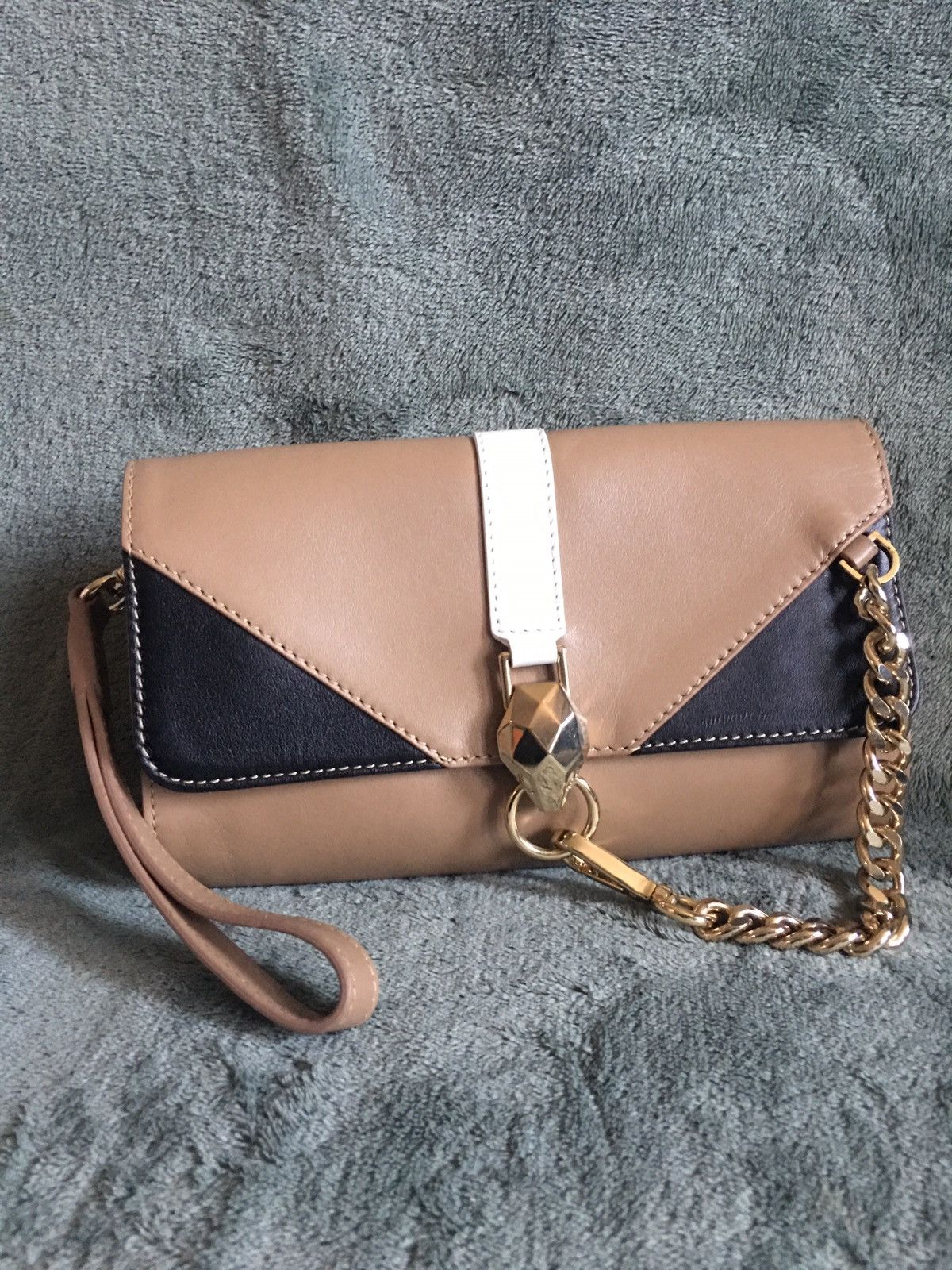 Just Cavalli Just Cavalli Snake Head Design Leather Clutch Handle Bag Size ONE SIZE - 1 Thumbnail