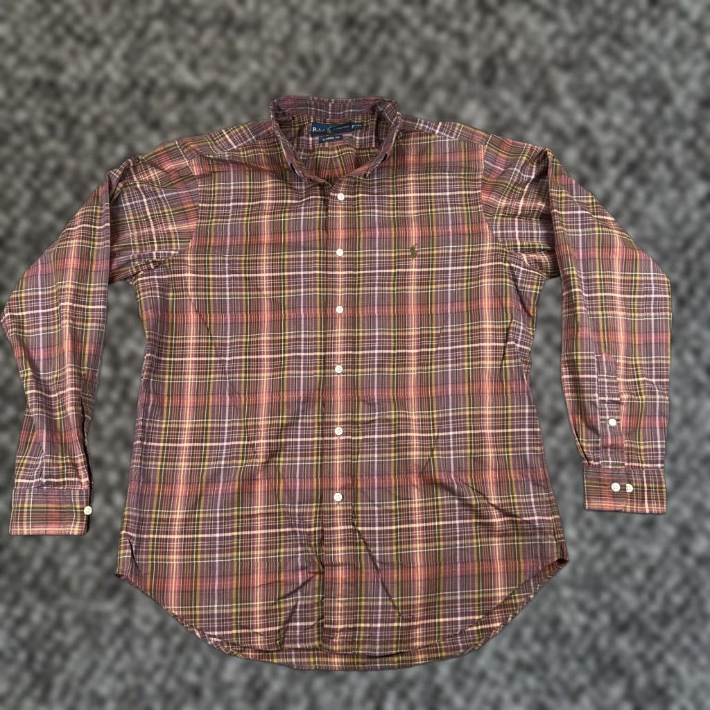 Ralph Lauren Ralph Lauren Plaid Shirt Mens Large Long Sleeve Button Down Red Preppy Classic Fit Size US L / EU 52-54 / 3 - 1 Thumbnail