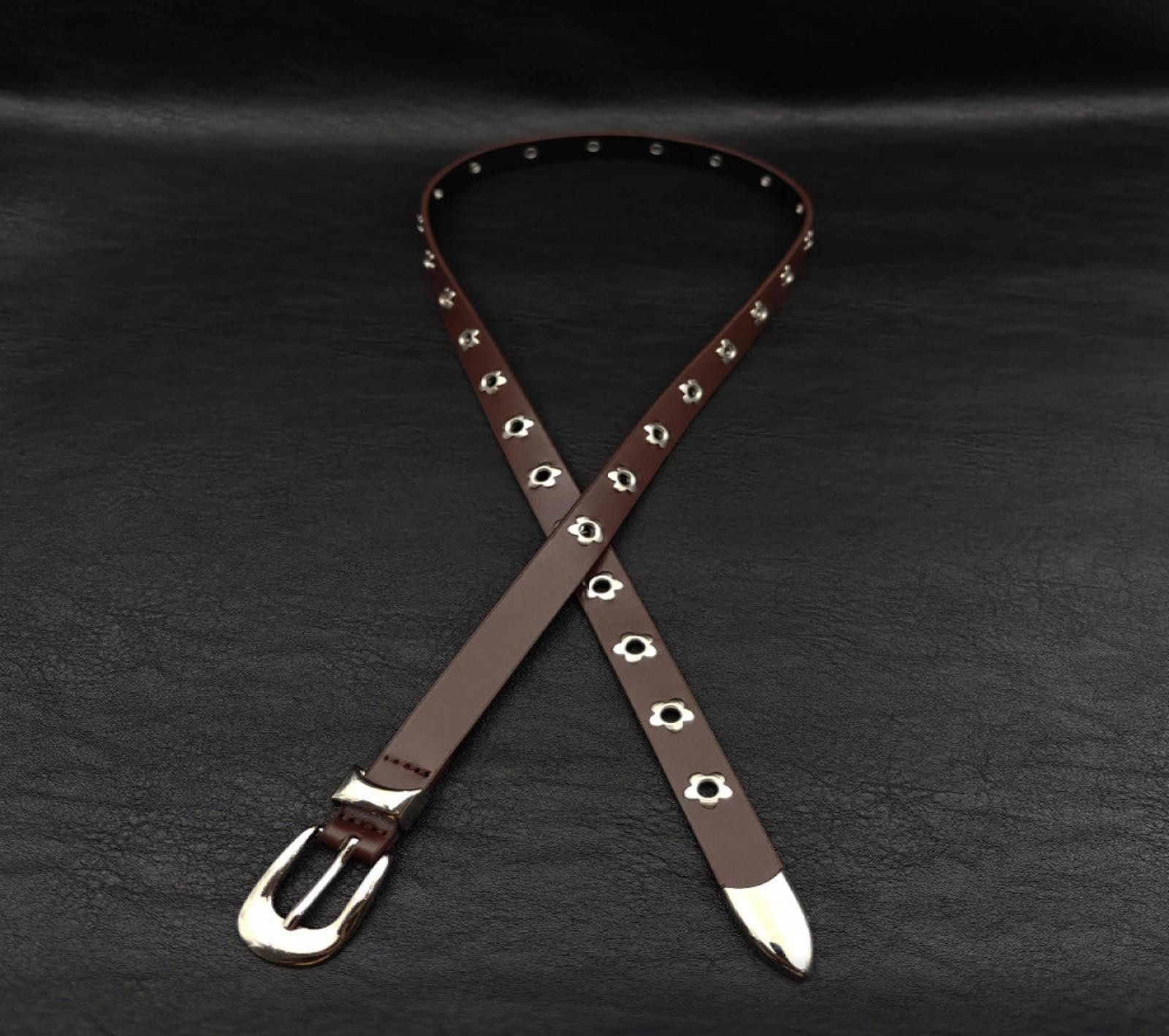 Vision Streetwear Leather Belt with Floral Studs Size ONE SIZE - 5 Thumbnail