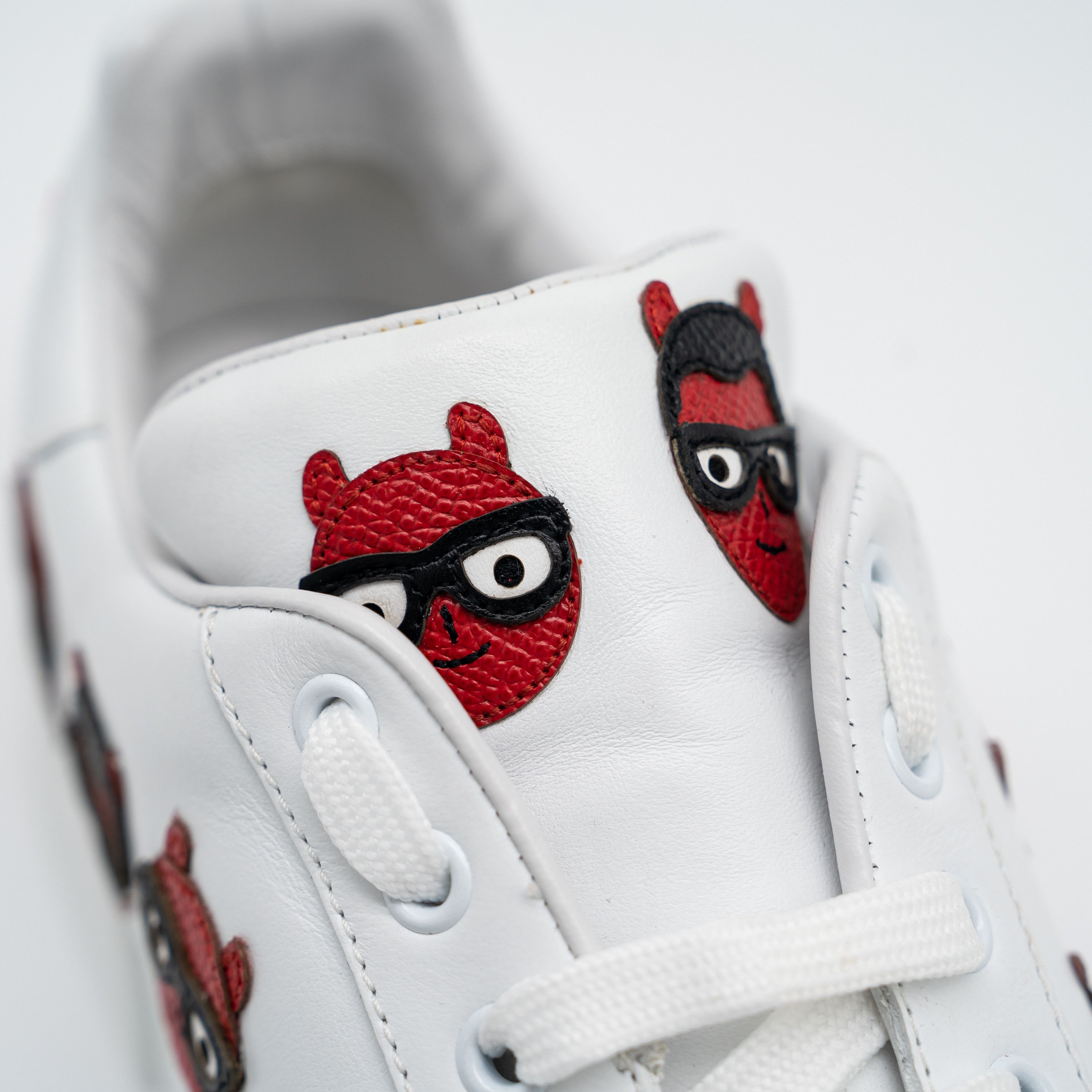 Dolce & Gabbana DOLCE & GABBANA White Devil Face Portofino Sneakers Leather Size US 10.5 / IT 40.5 - 8 Thumbnail
