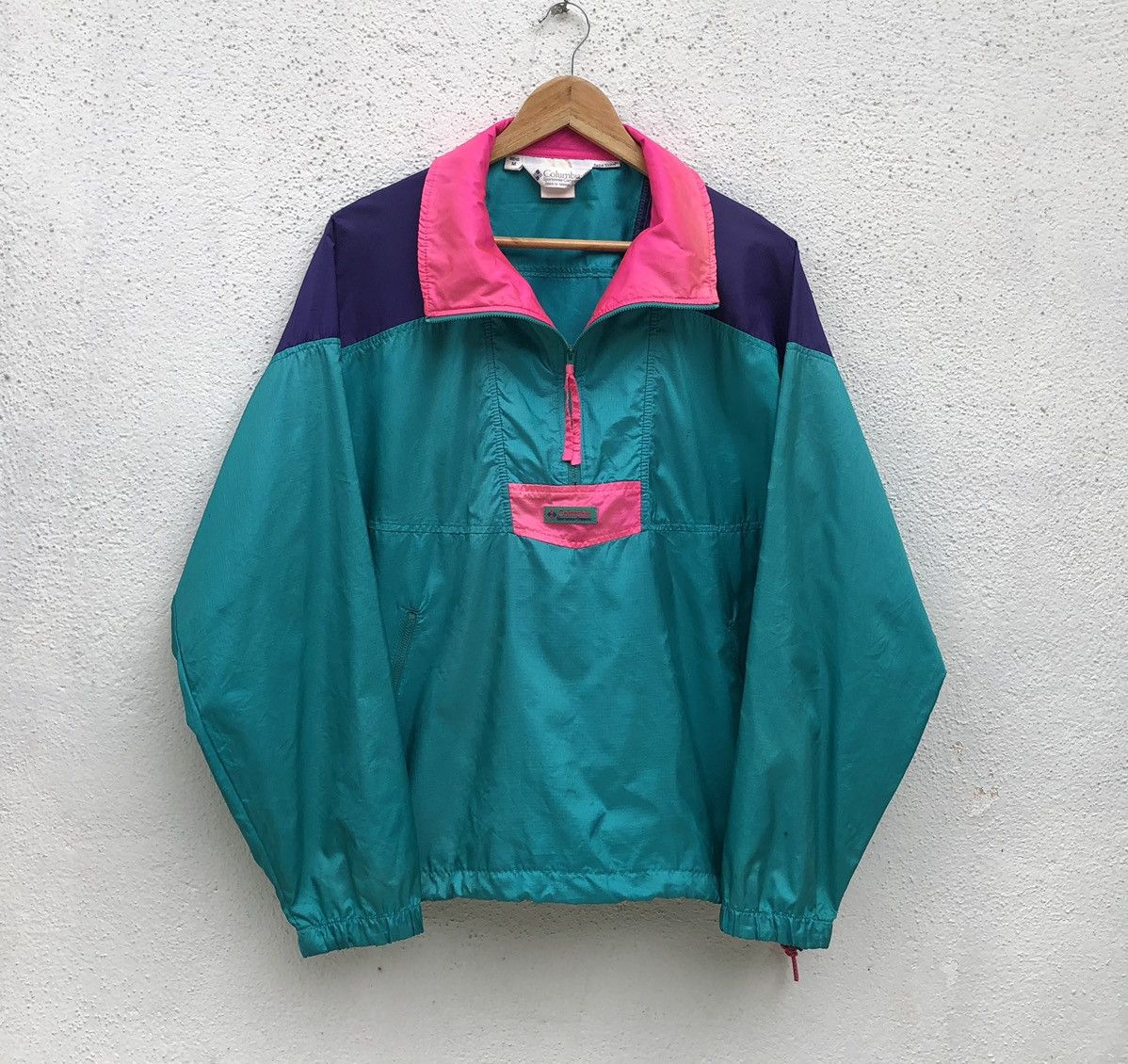 Columbia VTG Columbia Teal Colorblocked Half-Zip Windbreaker Jacket Size US M / EU 48-50 / 2 - 3 Thumbnail