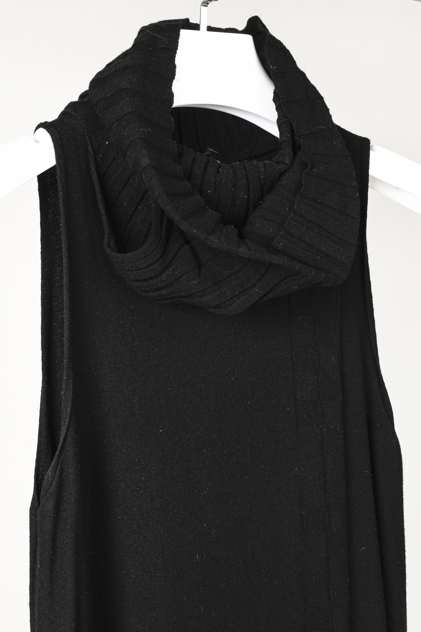 Sarah Pacini Sarah Pacini Black Knit Asymmetric Cowl-Neck Tunic Size ONE SIZE - 3 Thumbnail