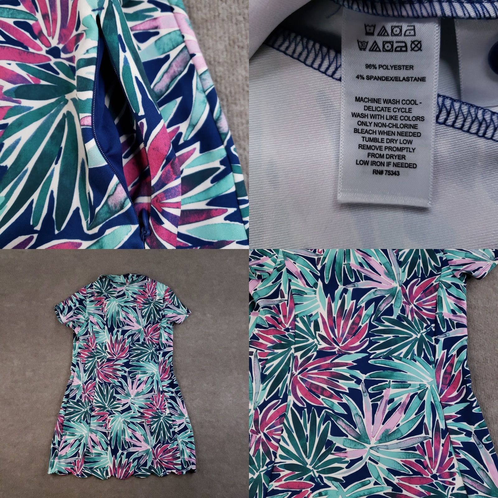 Pinko Sigrid Olsen Dress Womens Small Pink Blue Green Leaf Print Golf Tennis Pockets Size S / US 4 / IT 40 - 8 Thumbnail