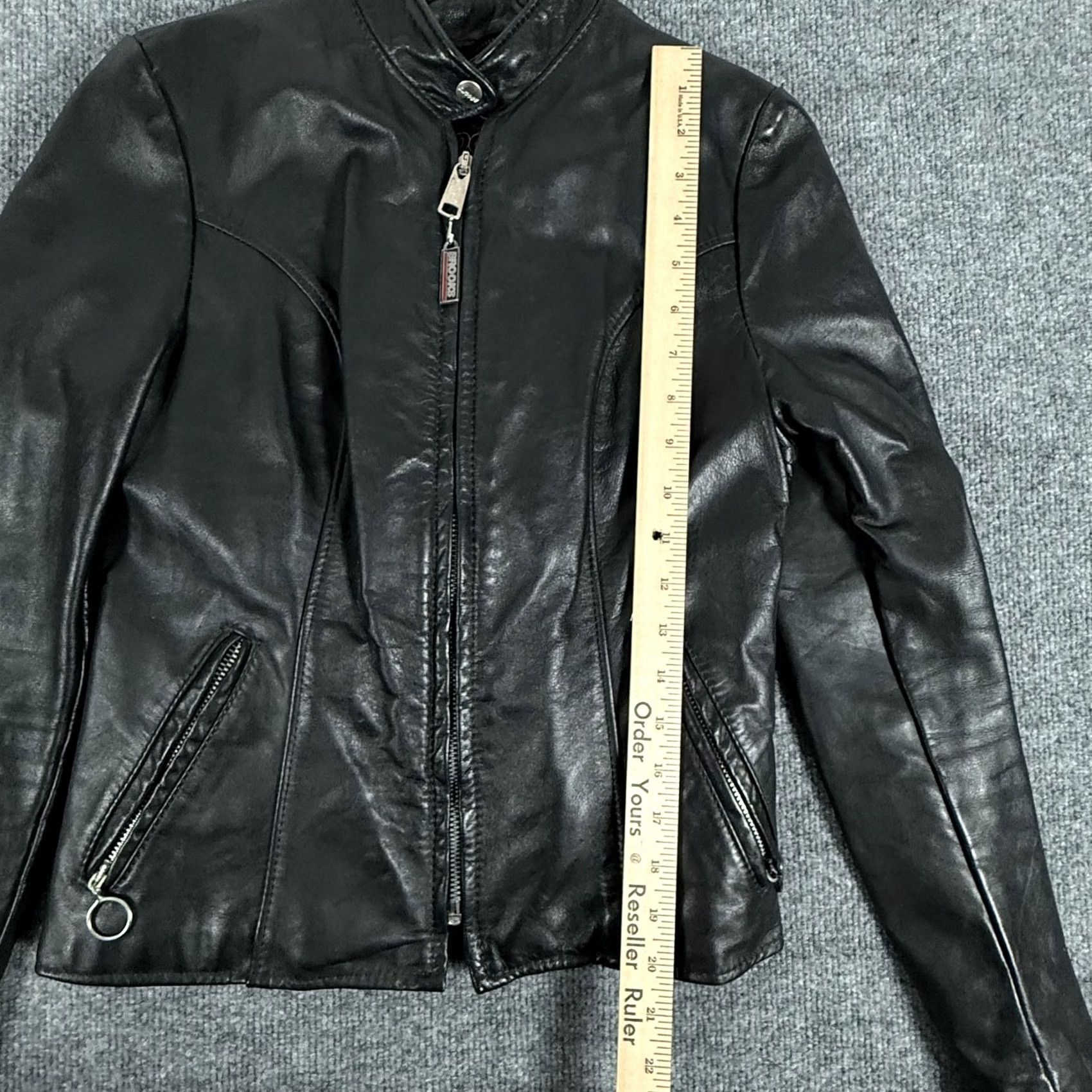 Brooks VINTAGE Brooks Leather Jacket Women 30 Black Moto Biker USA Faux Fur Lined 90s Size 4XL / US 24-26 - 7 Thumbnail