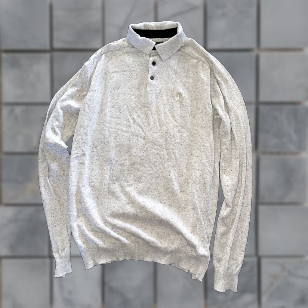 River Island RIVER ISLAND Polo Long Sleeve Knit Jumper Gray Small Mens Sweater Size US S / EU 44-46 / 1 - 1 Thumbnail