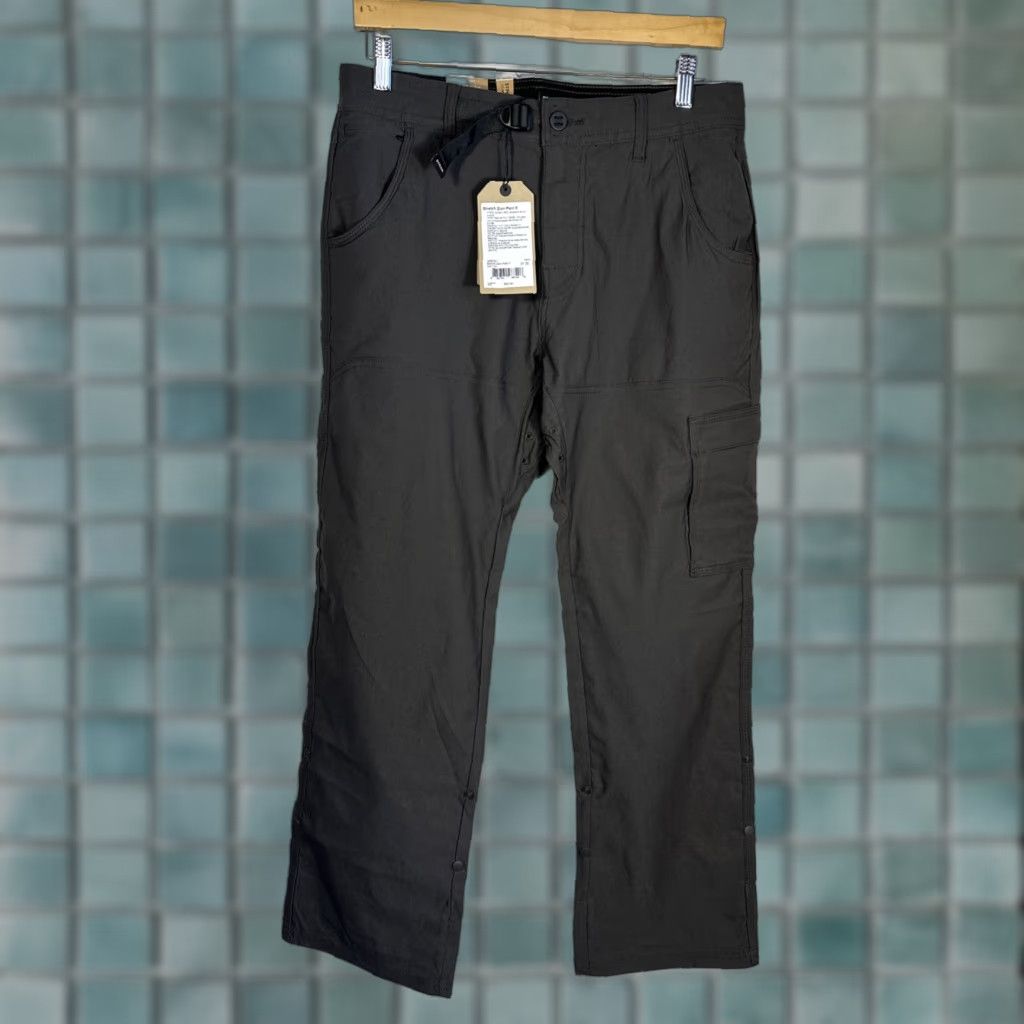 prAna Zion II Pants Cargo Men 31x30 Gray Nylon Spandex Stretch Relaxed Straight Everyday Travel Casual