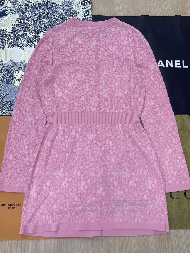 Chanel Chanel Pink embossed camellia dress Size S / US 4 / IT 40 - 3 Thumbnail